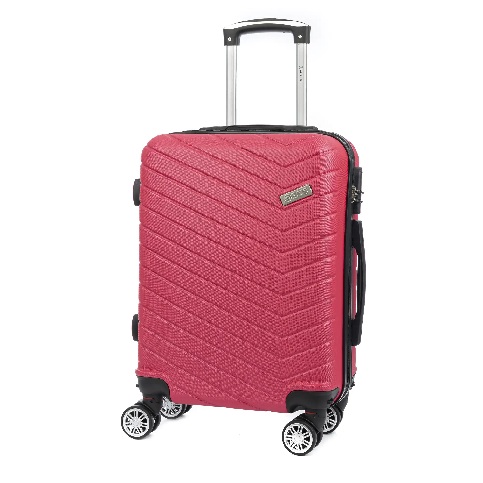 Maleta de cabina Trolley en material ligero de ABS de alta resistencia. Cerradura numérica, 4 ruedas dobles extraíbles y giratorias 360°. 55x38x20 cm.