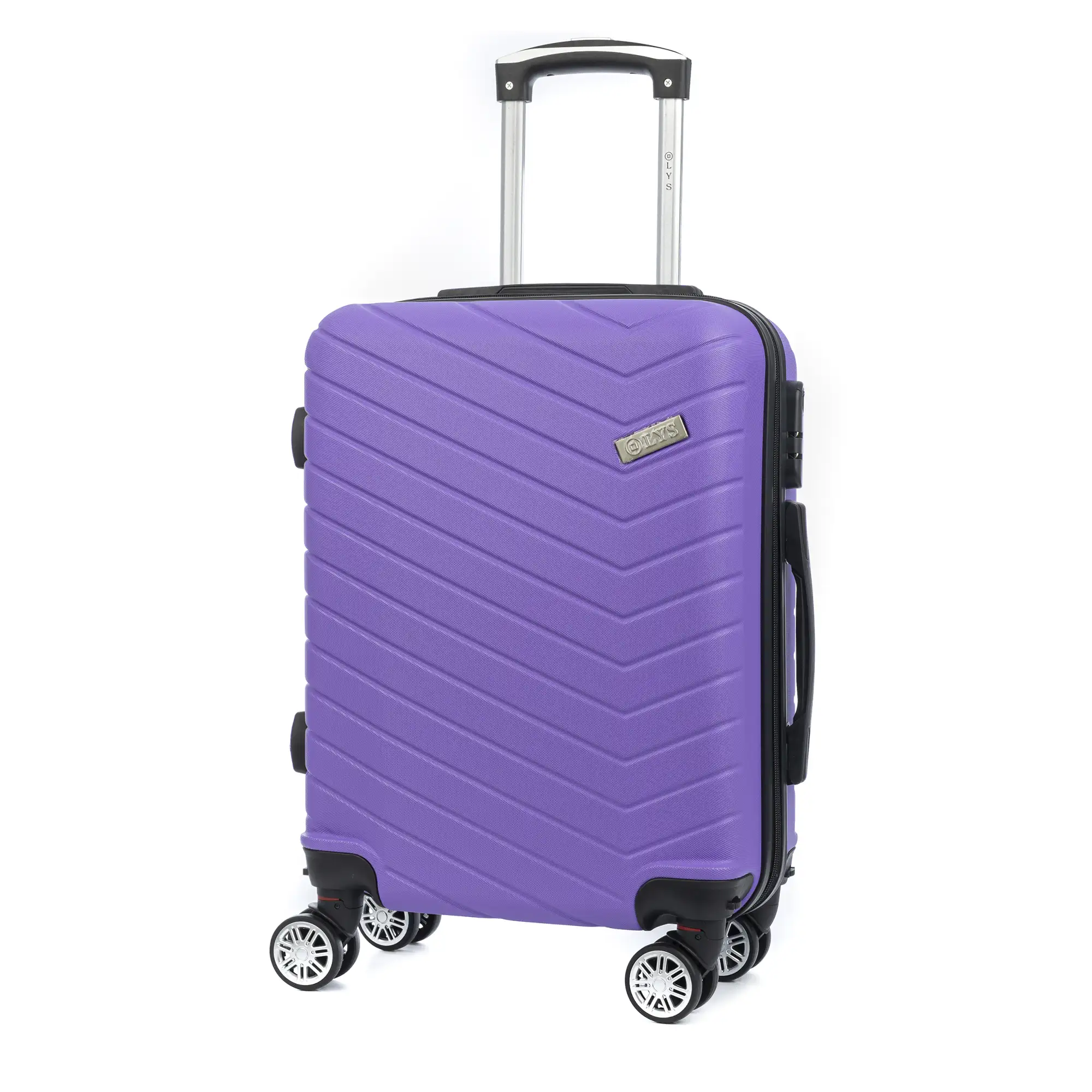 Maleta de cabina Trolley en material ligero de ABS de alta resistencia. Cerradura numérica, 4 ruedas dobles extraíbles y giratorias 360°. 55x38x20 cm.