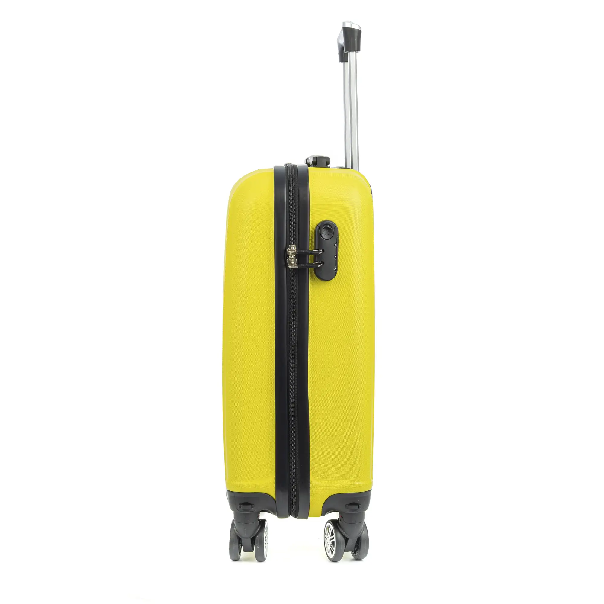 Maleta de cabina Trolley en material ligero de ABS de alta resistencia. Cerradura numérica, 4 ruedas dobles extraíbles y giratorias 360°. 57x38x20 cm.