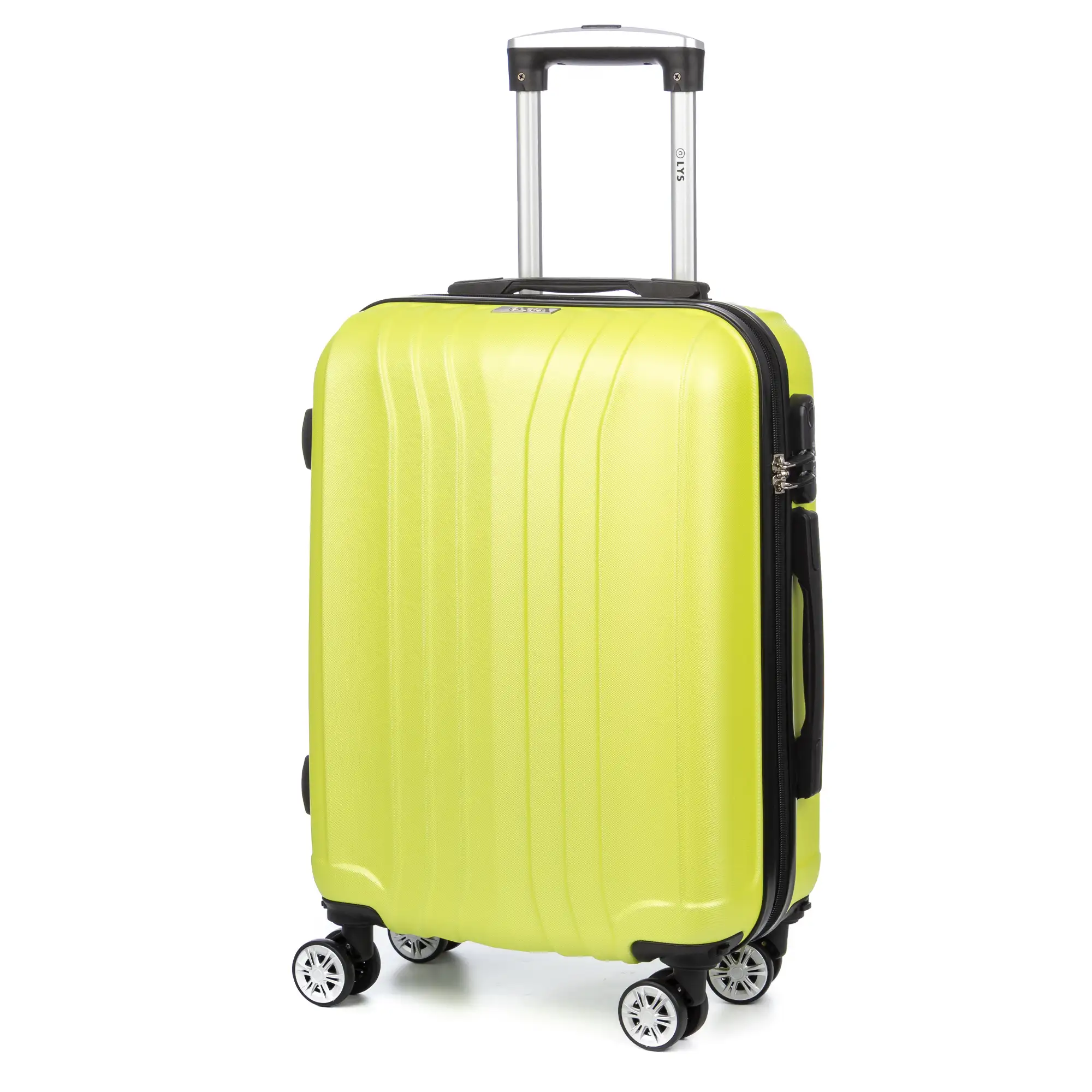 Maleta de cabina Trolley en material ligero de ABS de alta resistencia. Cerradura numérica, 4 ruedas dobles extraíbles y giratorias 360°. 57x38x20 cm