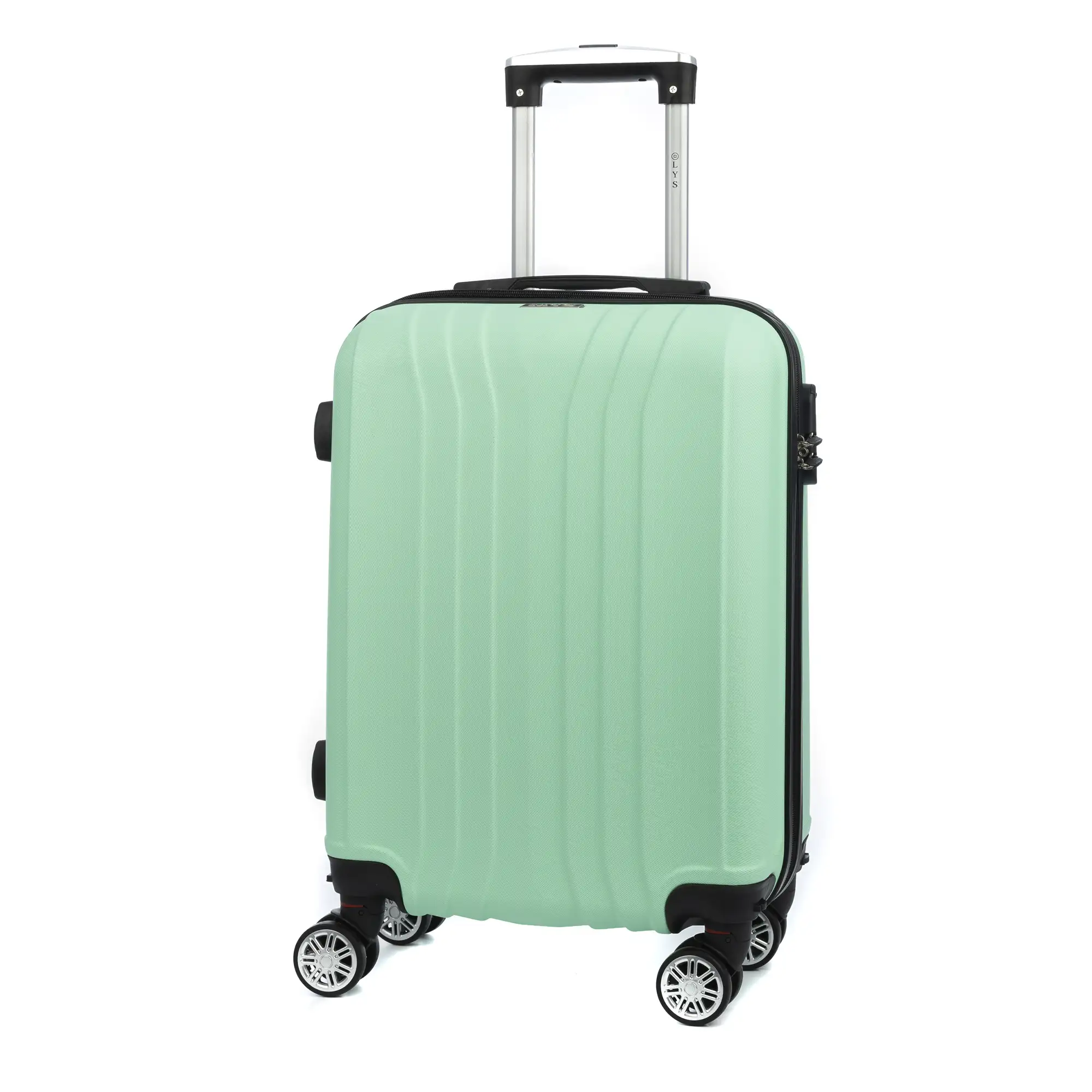 Maleta de cabina Trolley en material ligero de ABS de alta resistencia. Cerradura numérica, 4 ruedas dobles extraíbles y giratorias 360°. 57x38x20 cm.