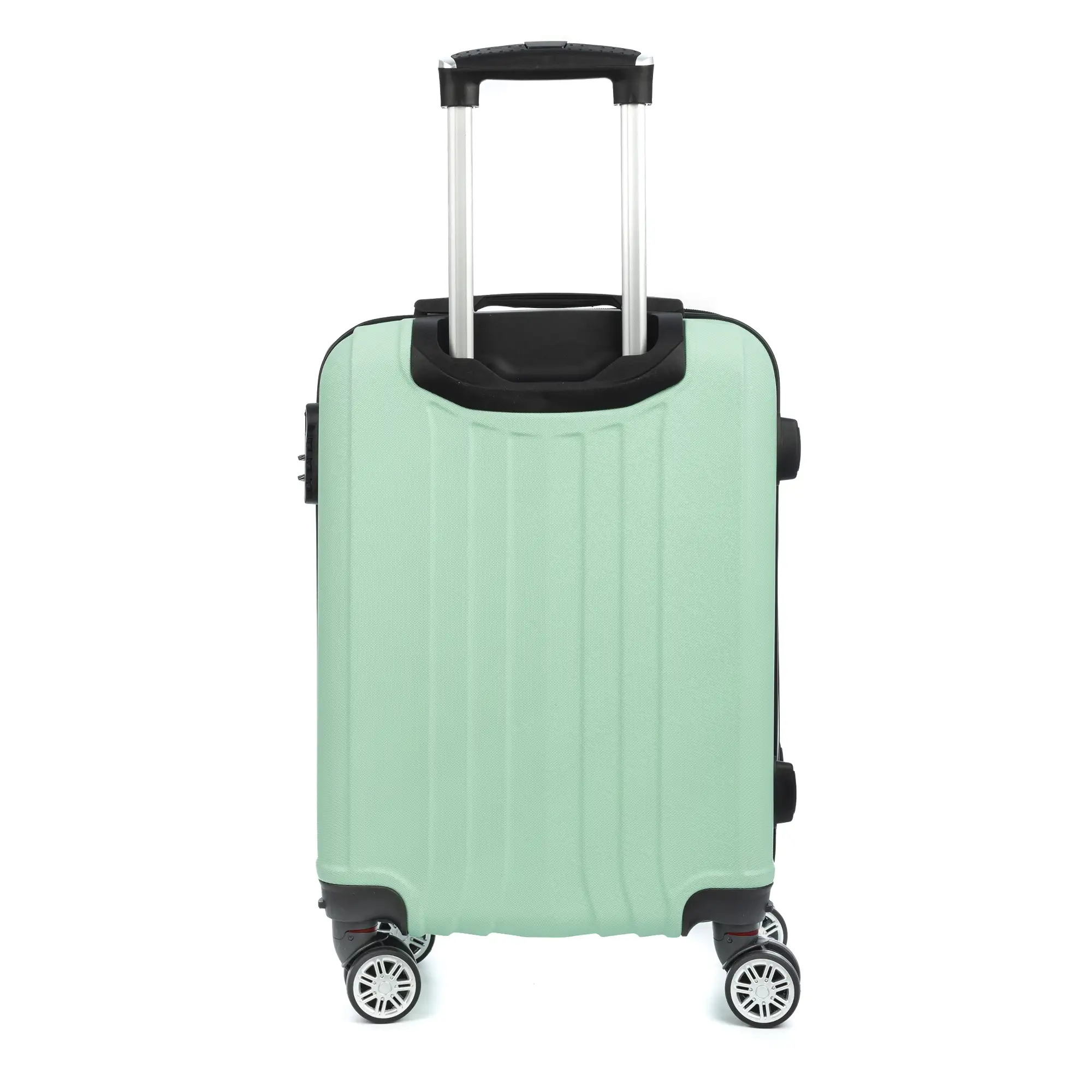 Maleta de cabina Trolley en material ligero de ABS de alta resistencia. Cerradura numérica, 4 ruedas dobles extraíbles y giratorias 360°. 57x38x20 cm.