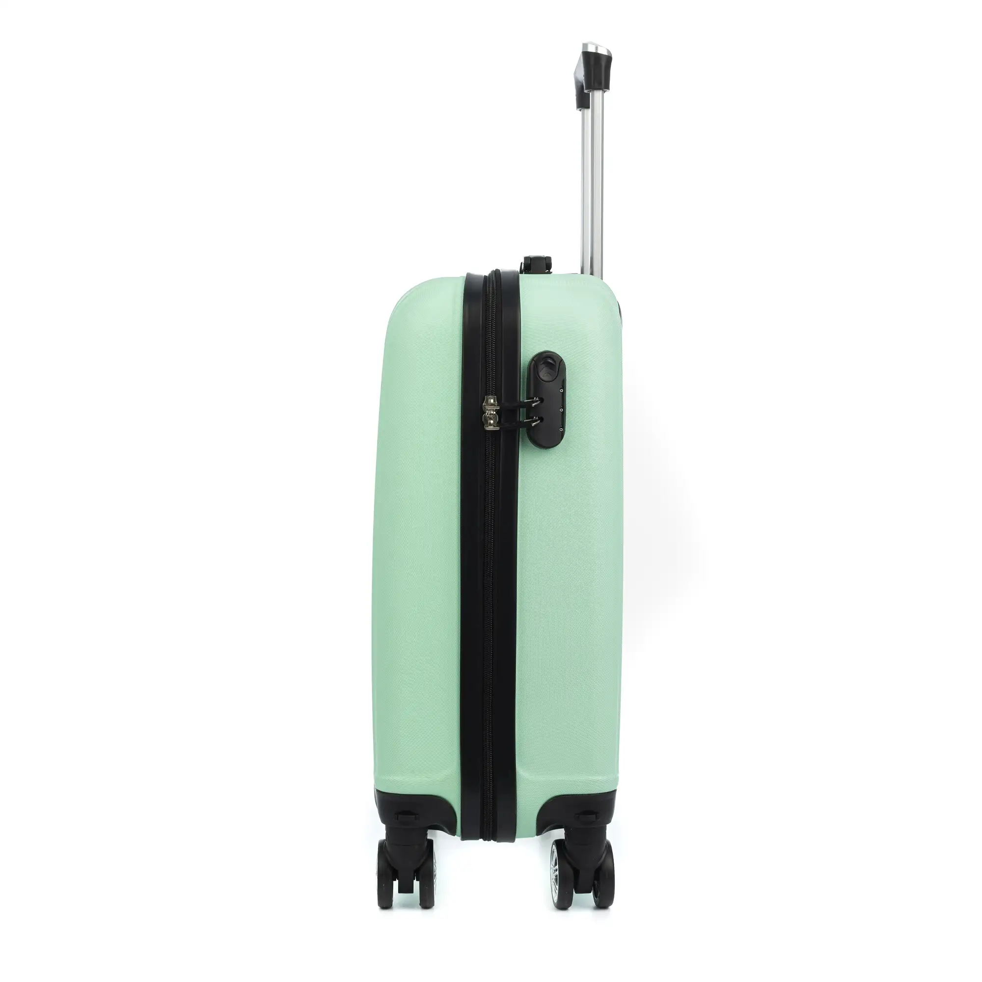 Maleta de cabina Trolley en material ligero de ABS de alta resistencia. Cerradura numérica, 4 ruedas dobles extraíbles y giratorias 360°. 57x38x20 cm.