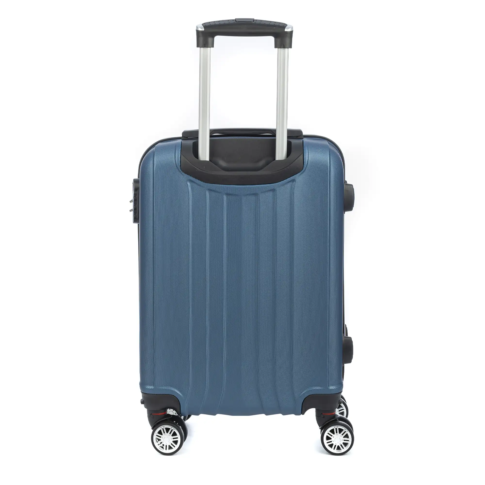 Maleta de cabina Trolley en material ligero de ABS de alta resistencia. Cerradura numérica, 4 ruedas dobles extraíbles y giratorias 360°. 57x38x20 cm.