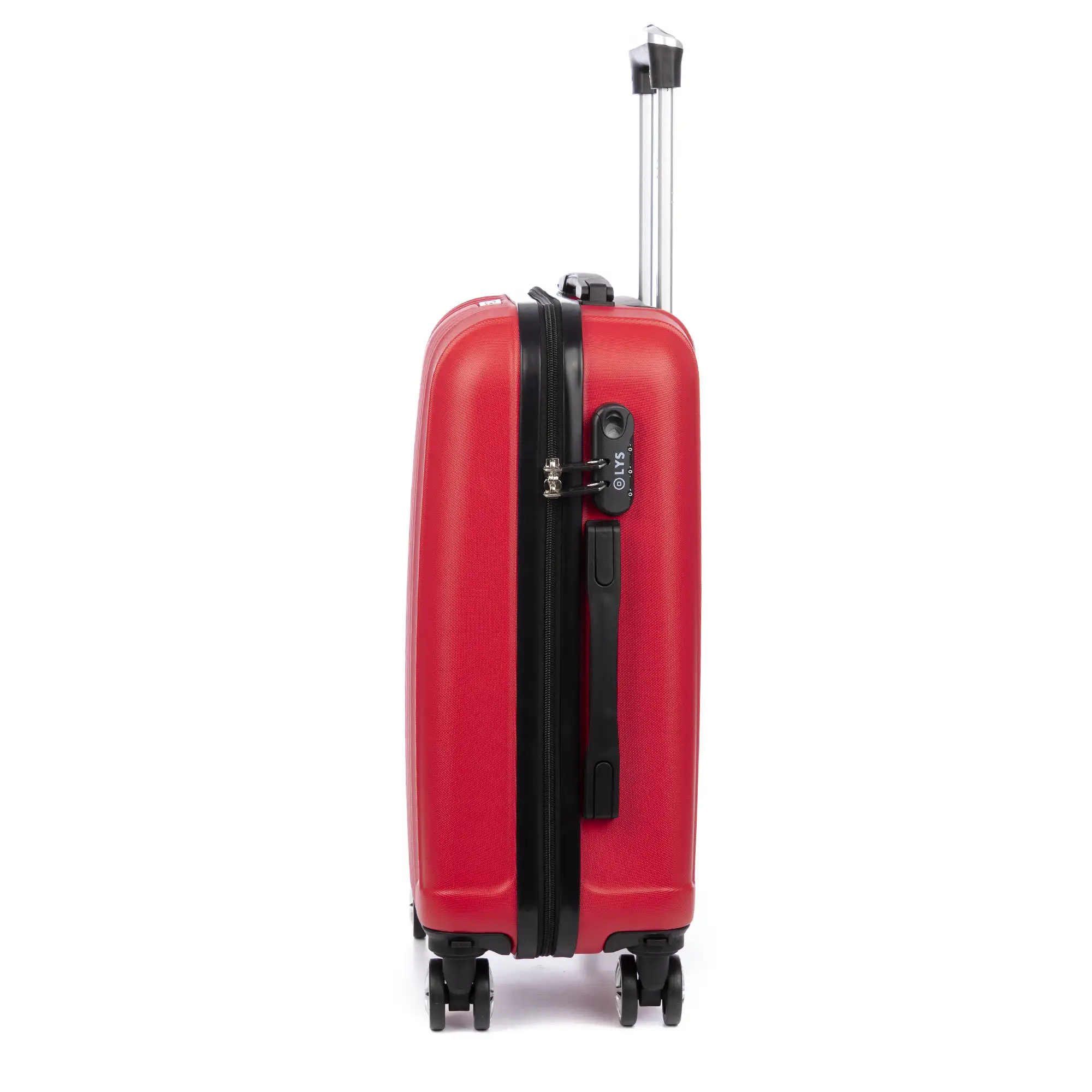 Maleta de cabina Trolley en material ligero de ABS de alta resistencia. Cerradura numérica, 4 ruedas dobles extraíbles y giratorias 360°. 57x38x20 cm.