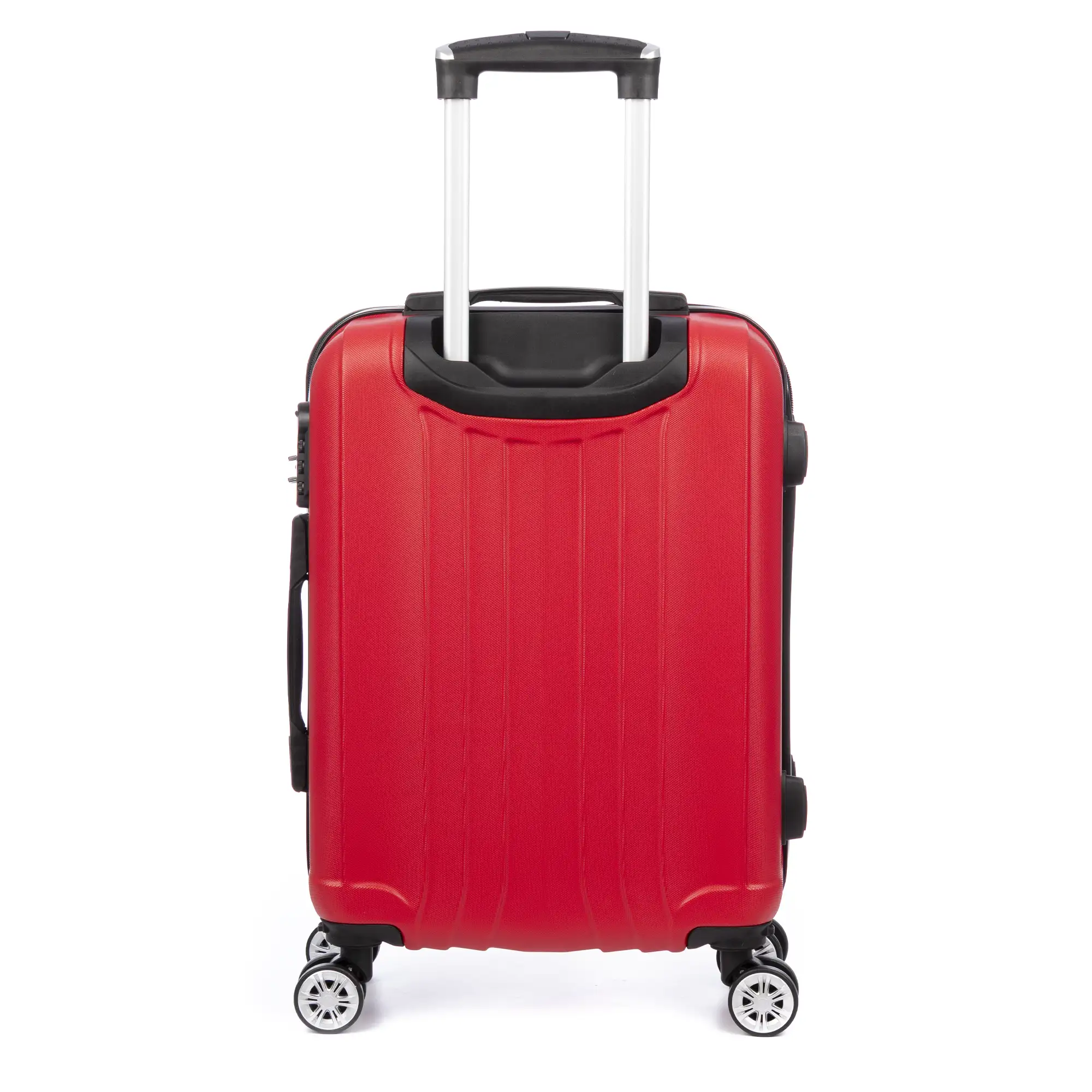 Maleta de cabina Trolley en material ligero de ABS de alta resistencia. Cerradura numérica, 4 ruedas dobles extraíbles y giratorias 360°. 57x38x20 cm.