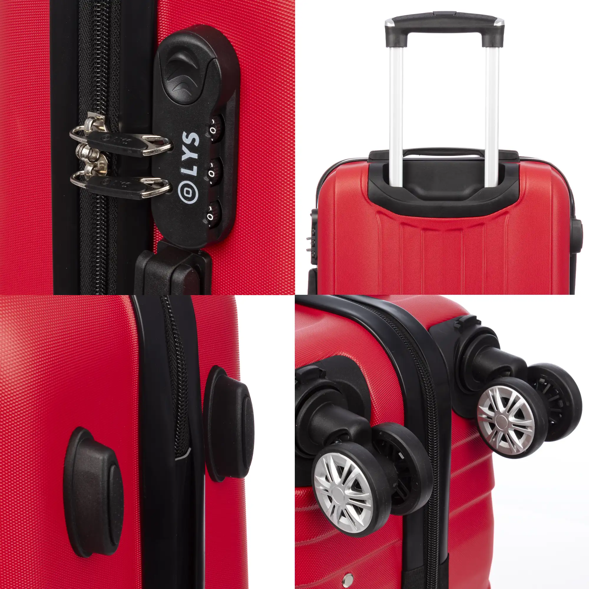 Maleta de cabina Trolley en material ligero de ABS de alta resistencia. Cerradura numérica, 4 ruedas dobles extraíbles y giratorias 360°. 57x38x20 cm.