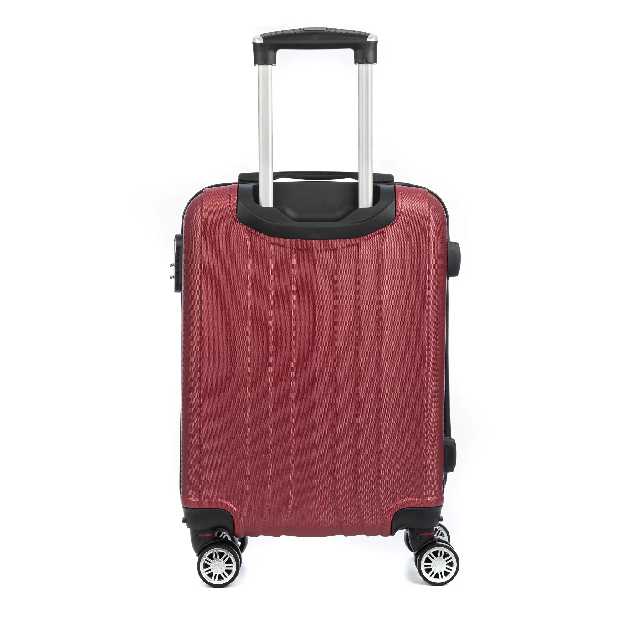 Maleta de cabina Trolley en material ligero de ABS de alta resistencia. Cerradura numérica, 4 ruedas dobles extraíbles y giratorias 360°. 57x38x20 cm.