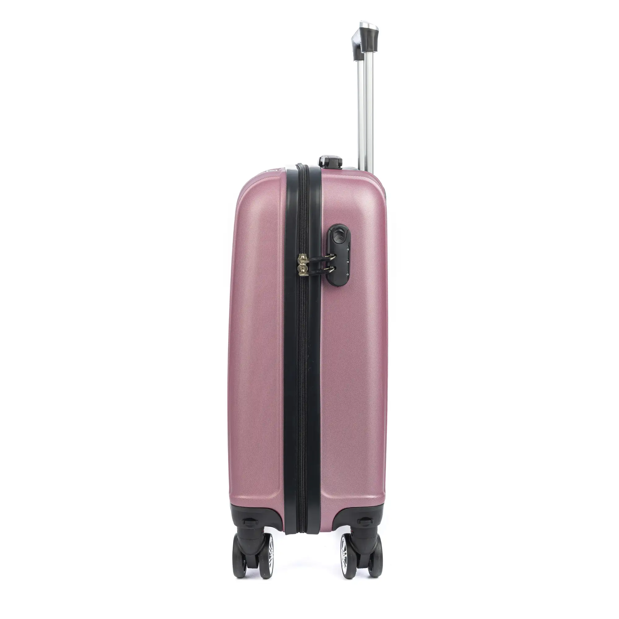 Maleta de cabina Trolley en material ligero de ABS de alta resistencia. Cerradura numérica, 4 ruedas dobles extraíbles y giratorias 360°. 57x38x20 cm.
