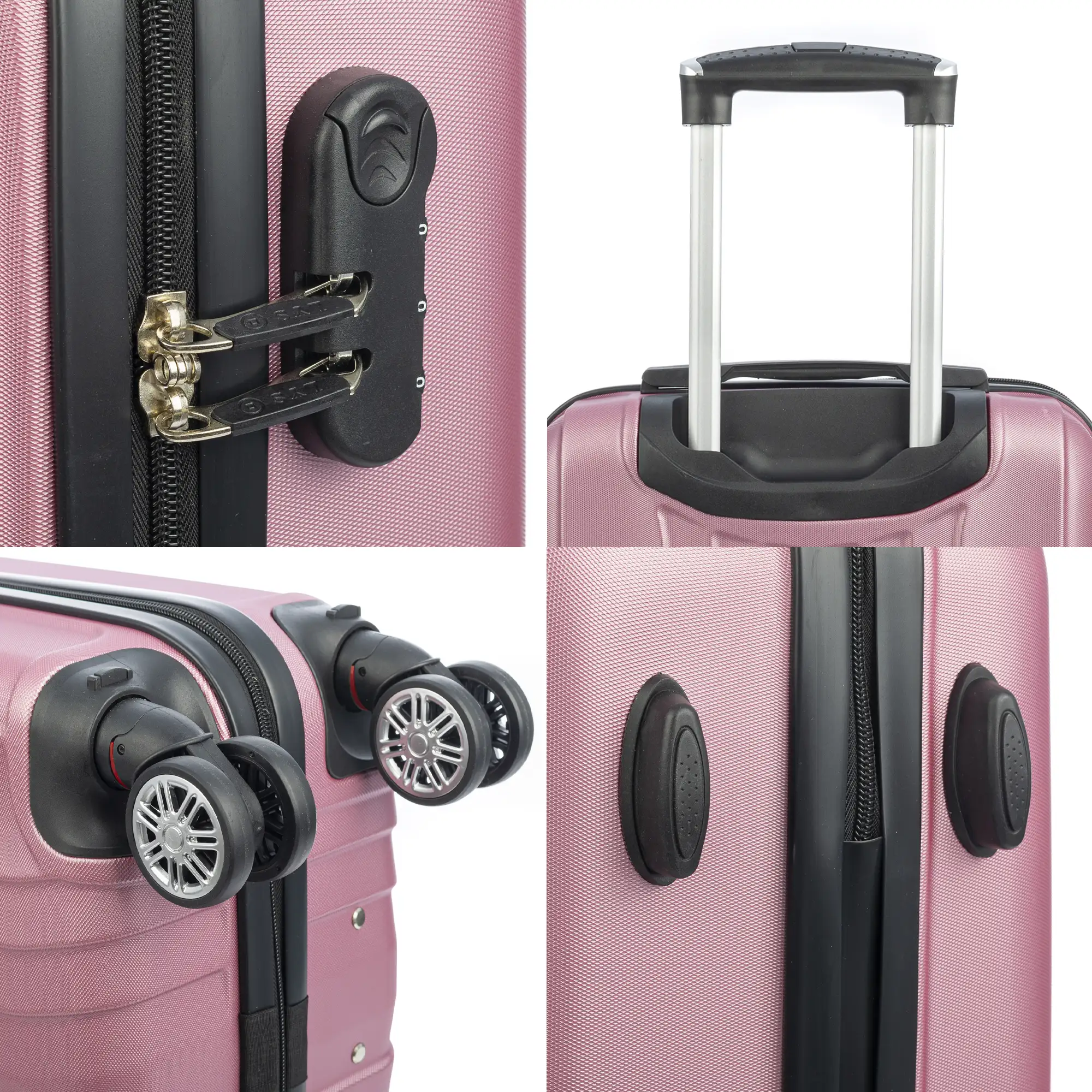 Maleta de cabina Trolley en material ligero de ABS de alta resistencia. Cerradura numérica, 4 ruedas dobles extraíbles y giratorias 360°. 57x38x20 cm.