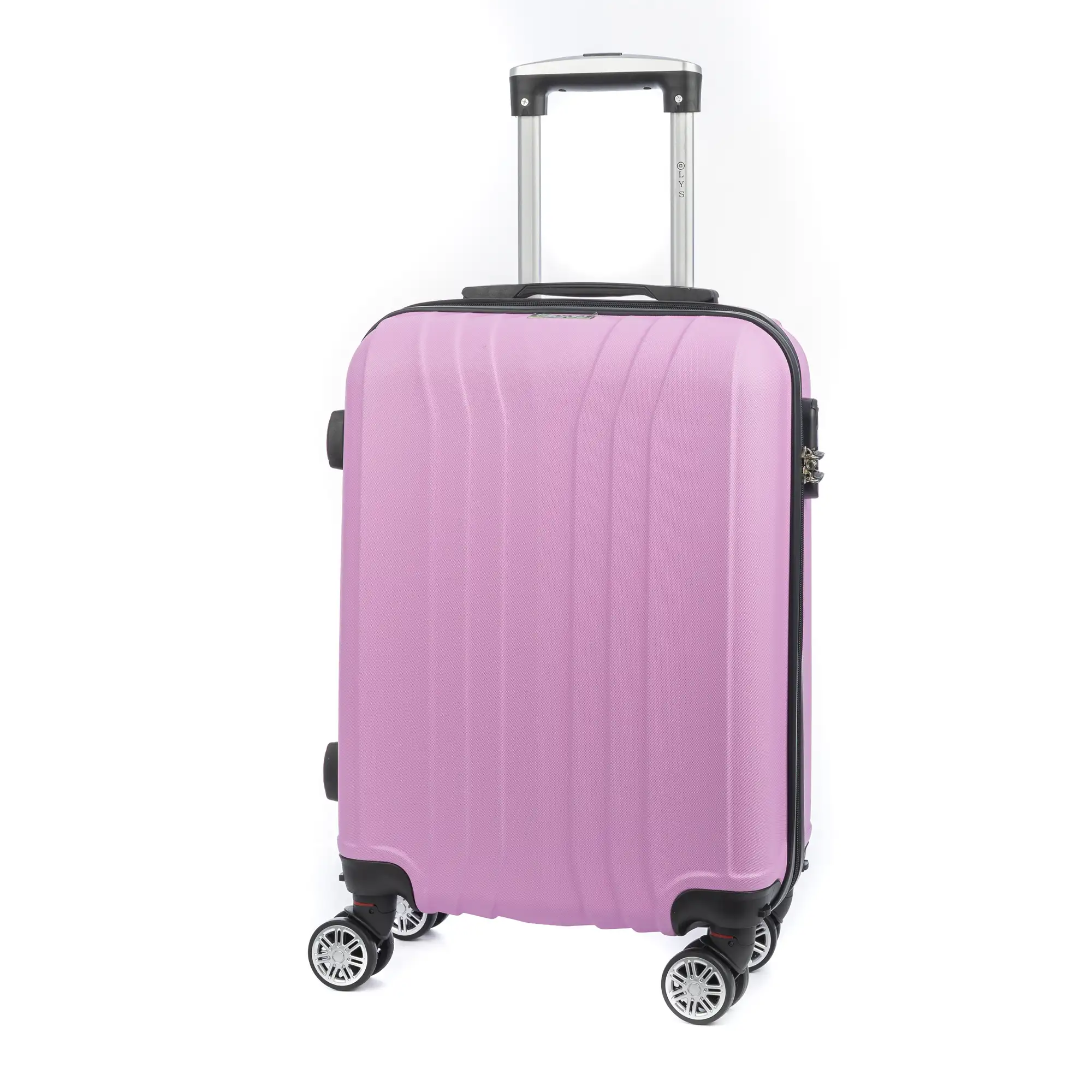 Maleta de cabina Trolley en material ligero de ABS de alta resistencia. Cerradura numérica, 4 ruedas dobles extraíbles y giratorias 360°. 57x38x20 cm.