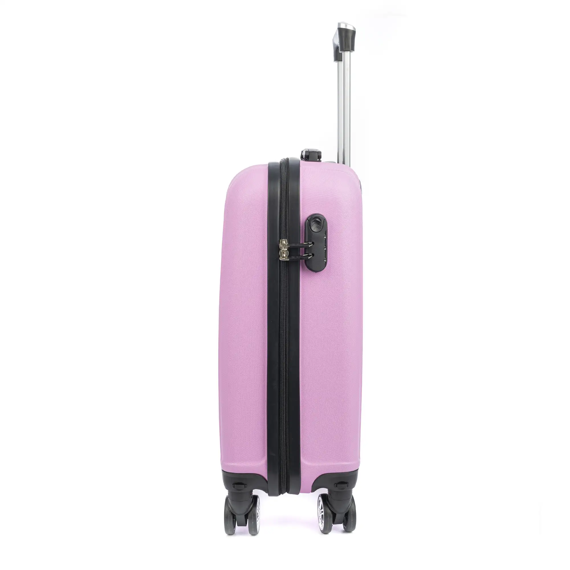 Maleta de cabina Trolley en material ligero de ABS de alta resistencia. Cerradura numérica, 4 ruedas dobles extraíbles y giratorias 360°. 57x38x20 cm.
