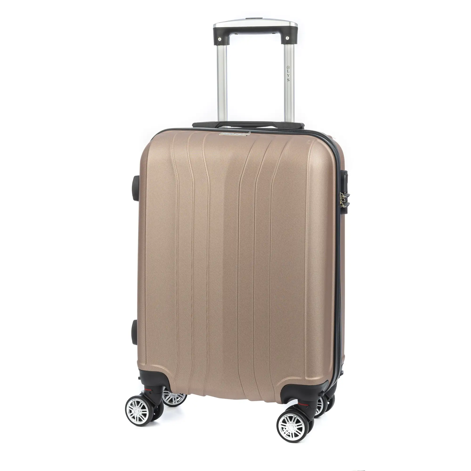 Maleta de cabina Trolley en material ligero de ABS de alta resistencia. Cerradura numérica, 4 ruedas dobles extraíbles y giratorias 360°. 57x38x20 cm.