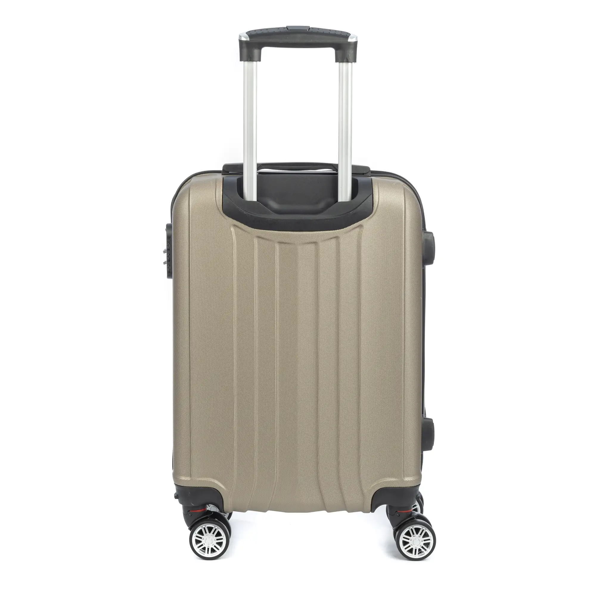 Maleta de cabina Trolley en material ligero de ABS de alta resistencia. Cerradura numérica, 4 ruedas dobles extraíbles y giratorias 360°. 57x38x20 cm.