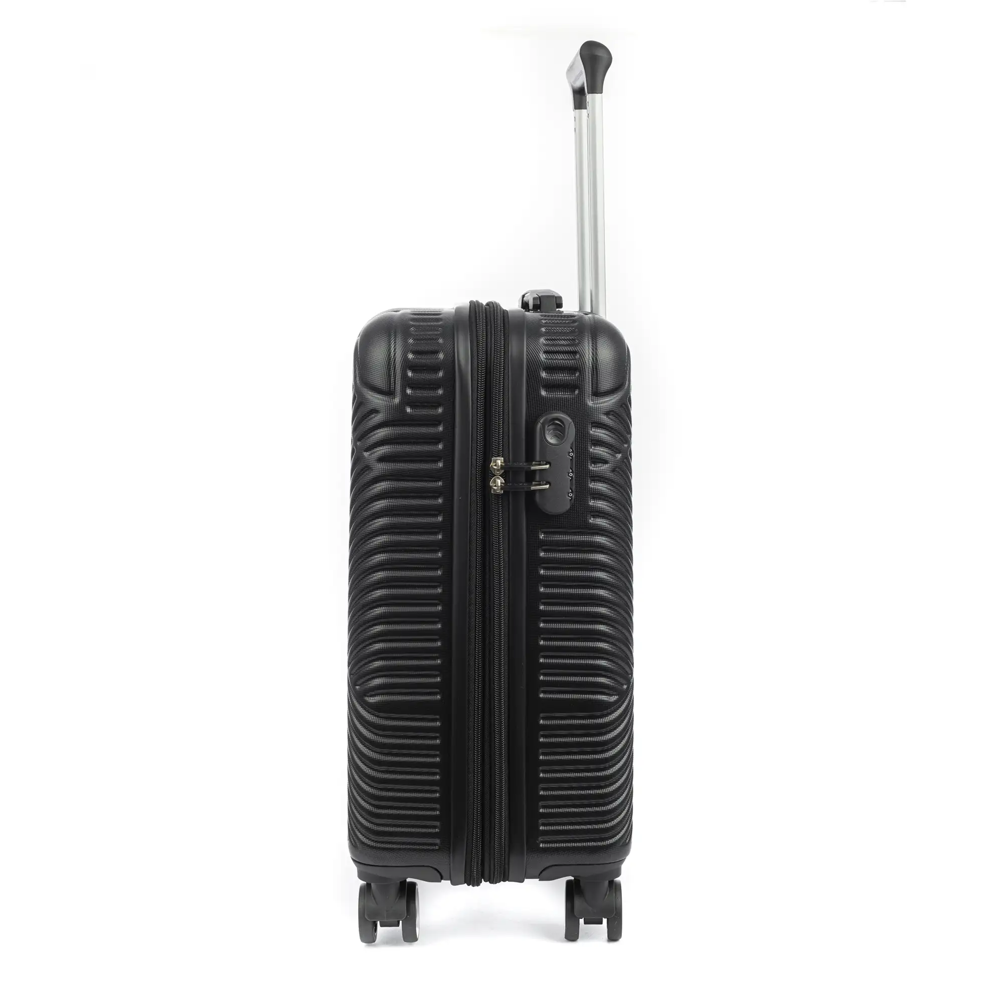 Juego de tres Maletas Trolley extensible, en material ligero ABS de alta resistencia. Cerradura numérica, 4 ruedas dobles giratorias 360°.