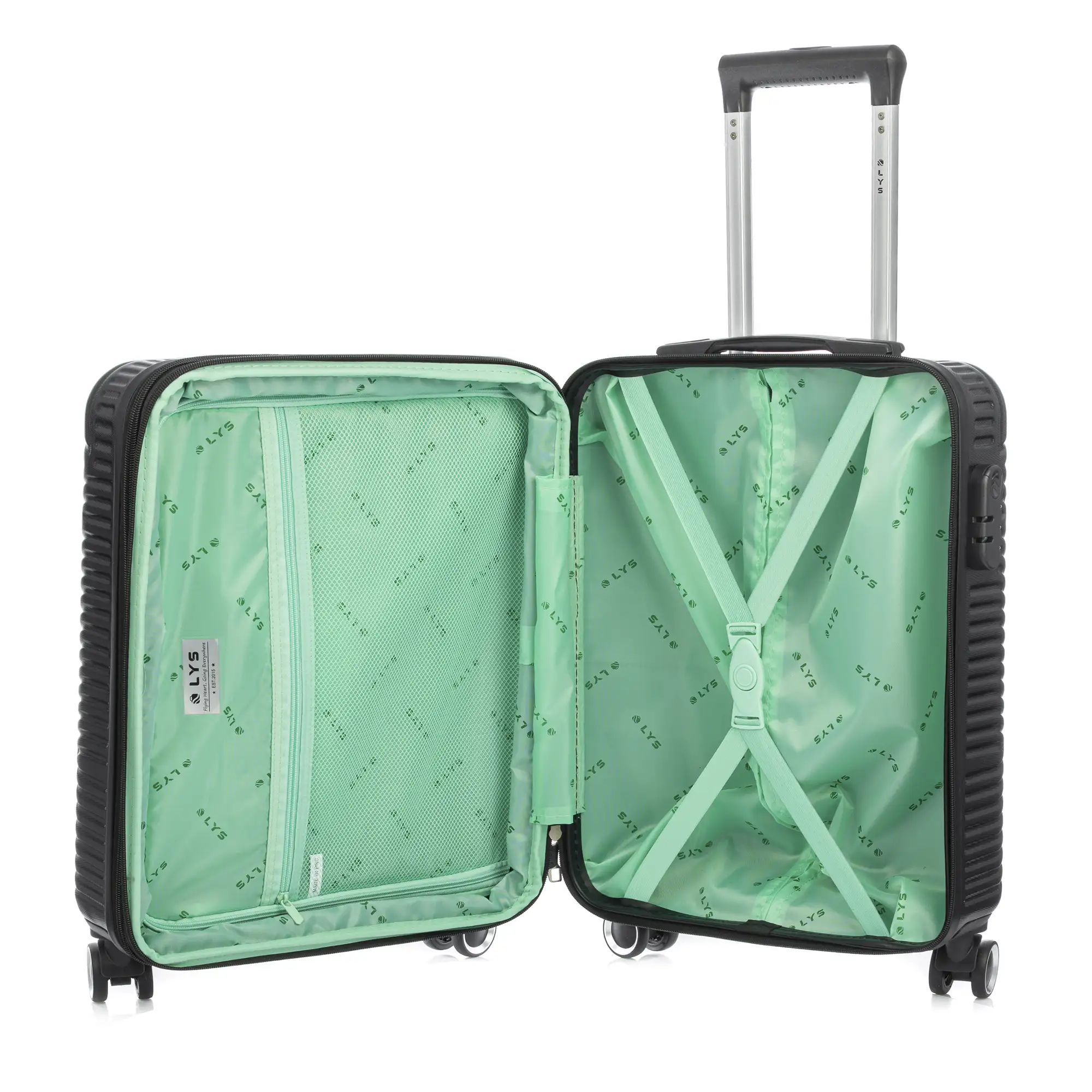 Juego de tres Maletas Trolley extensible, en material ligero ABS de alta resistencia. Cerradura numérica, 4 ruedas dobles giratorias 360°.