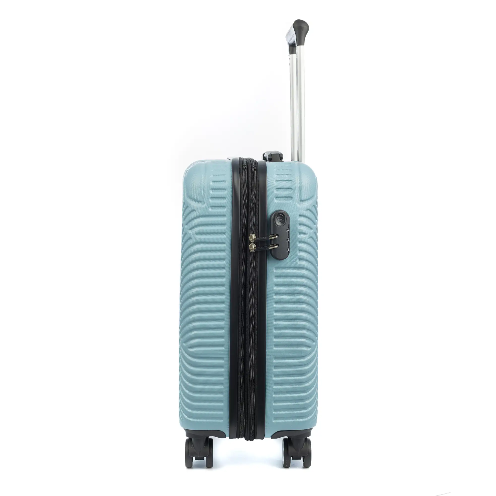 Juego de tres Maletas Trolley extensible, en material ligero ABS de alta resistencia. Cerradura numérica, 4 ruedas dobles giratorias 360°.