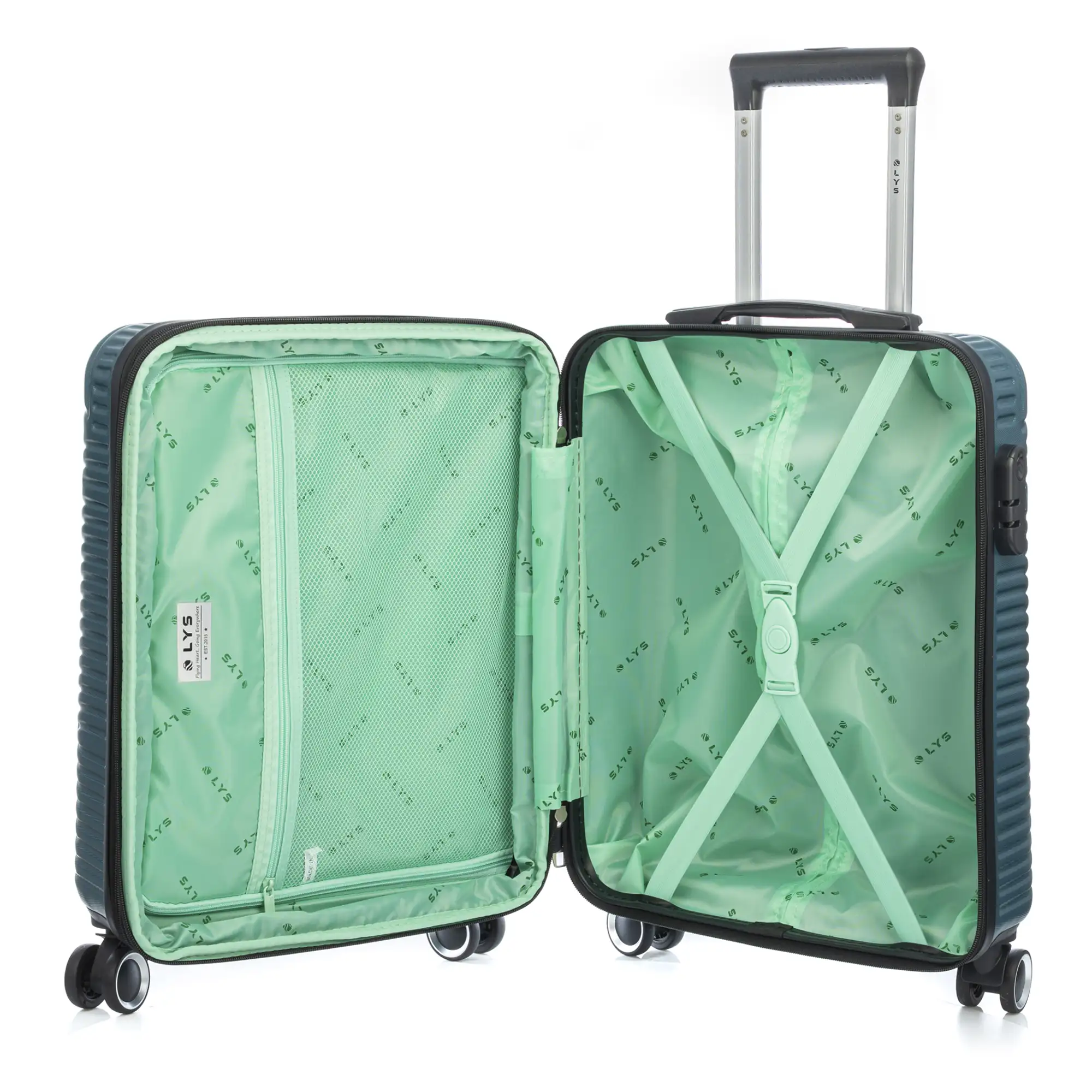 Juego de tres Maletas Trolley extensible, en material ligero ABS de alta resistencia. Cerradura numérica, 4 ruedas dobles giratorias 360°.