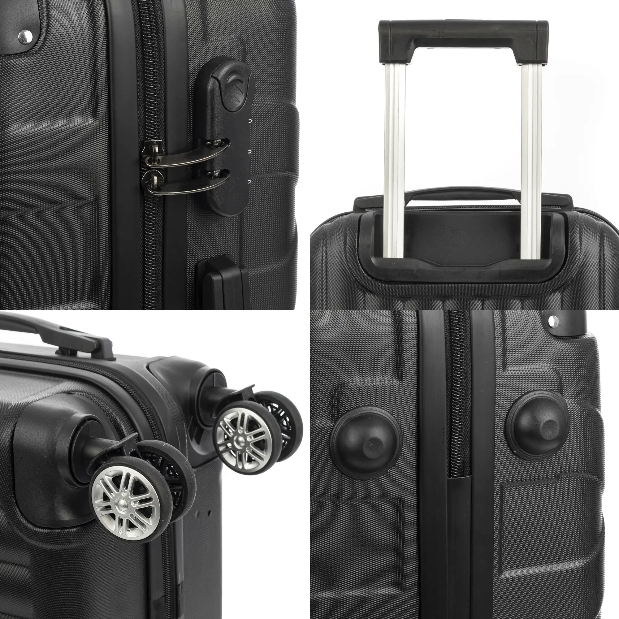 Maleta gran volumen trolley rígida ultraligera, de ABS de alta resistencia con esquinas reforzadas. Cerradura numérica y 4 ruedas dobles giratorias 360°. 76x50x29 cm.