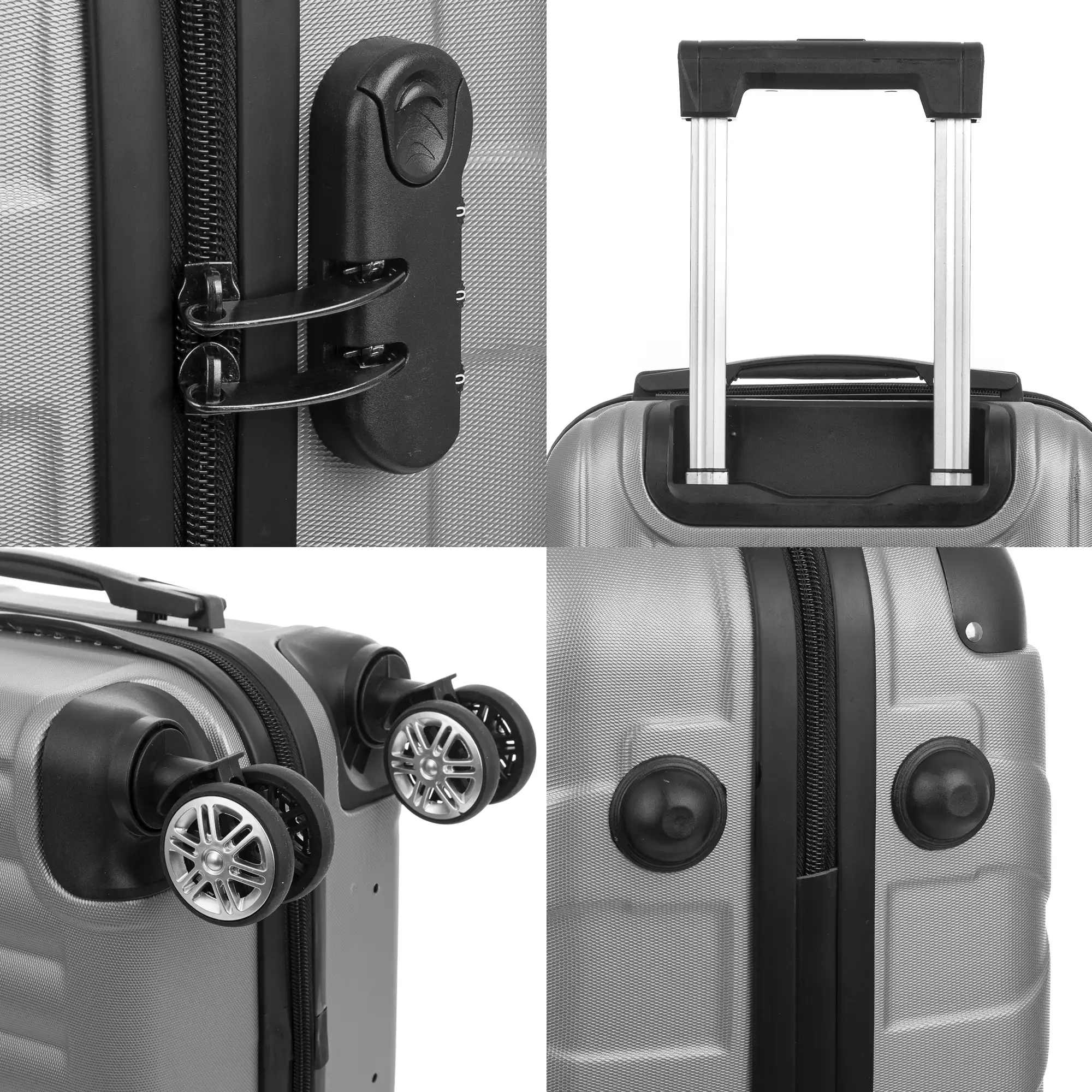 Maleta gran volumen trolley rígida ultraligera, de ABS de alta resistencia con esquinas reforzadas. Cerradura numérica y 4 ruedas dobles giratorias 360°. 76x50x29 cm.