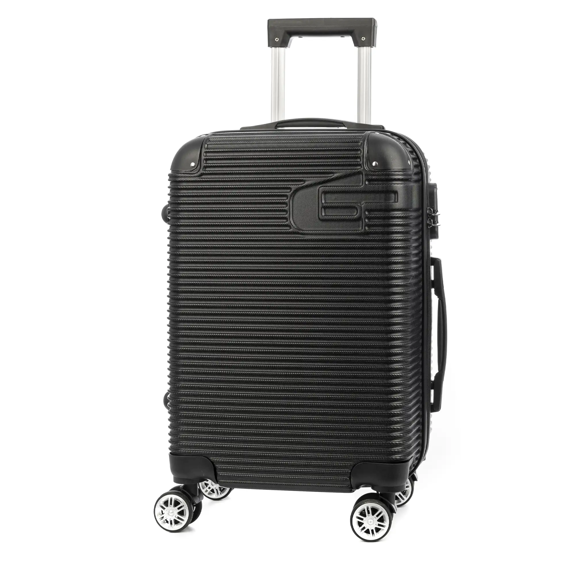Maleta de cabina Trolley en material ligero de ABS de alta resistencia con esquinas reforzadas. Cerradura numérica y 4 ruedas dobles giratorias 360°. 57x36x21 cm.