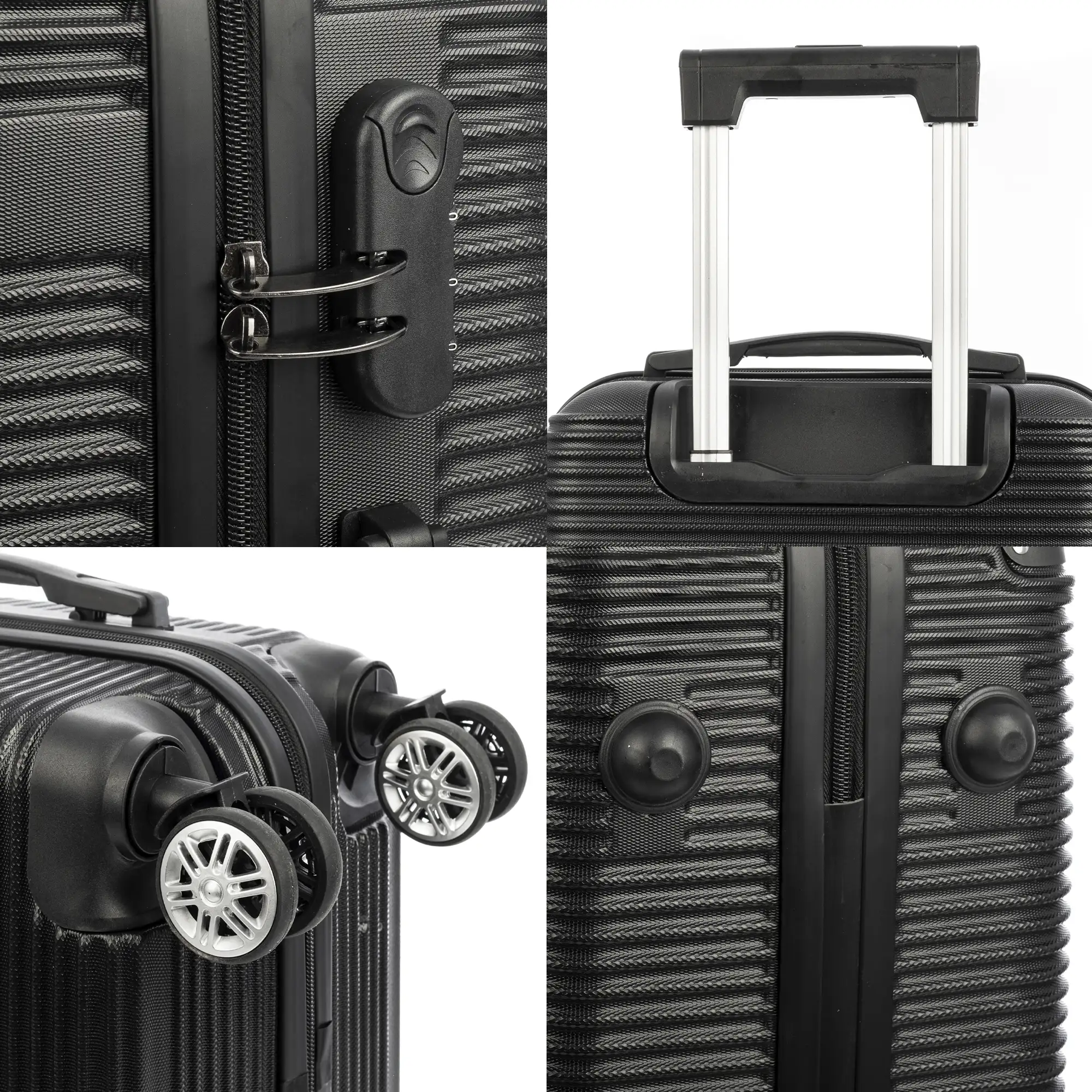 Maleta de cabina Trolley en material ligero de ABS de alta resistencia con esquinas reforzadas. Cerradura numérica y 4 ruedas dobles giratorias 360°. 57x36x21 cm.