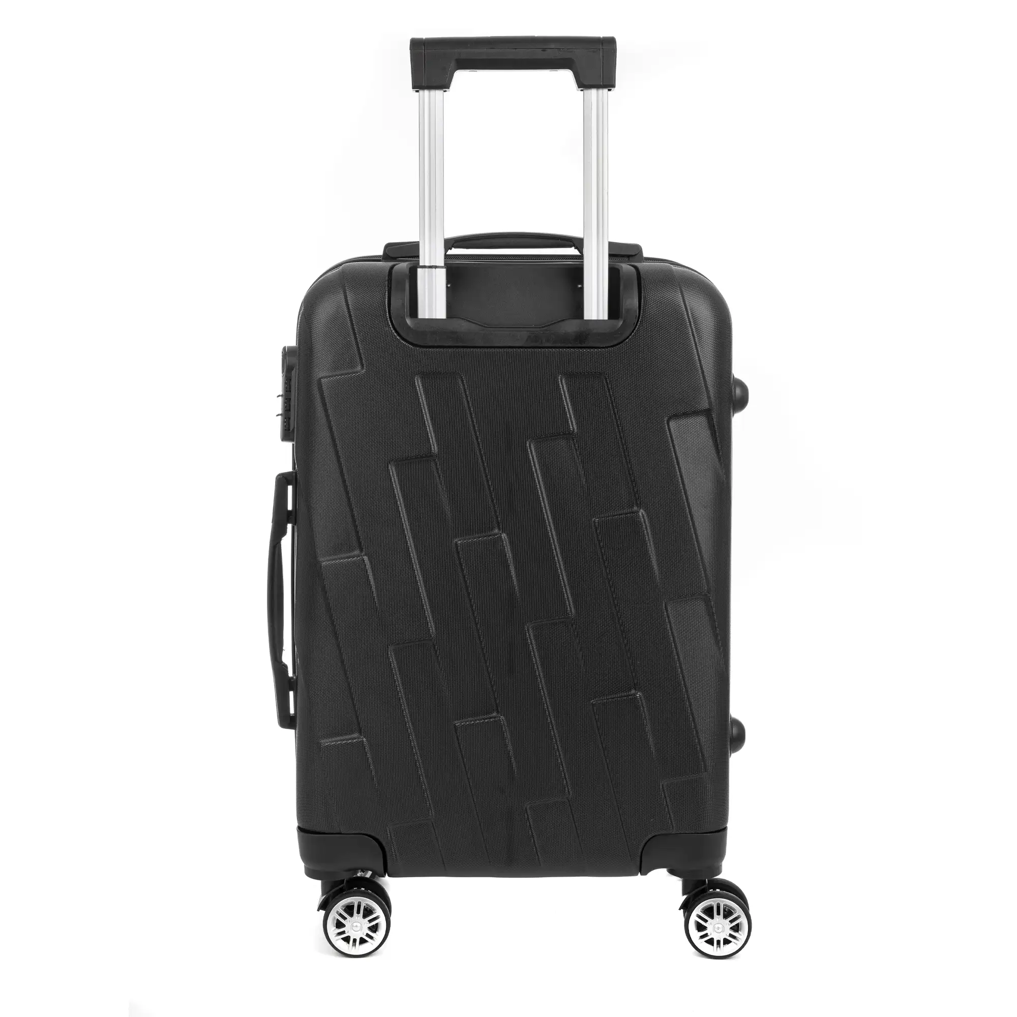 Maleta de cabina Trolley en material ligero de ABS de alta resistencia con esquinas reforzadas. Cerradura numérica y 4 ruedas dobles giratorias 360°. 59x38x23 cm.