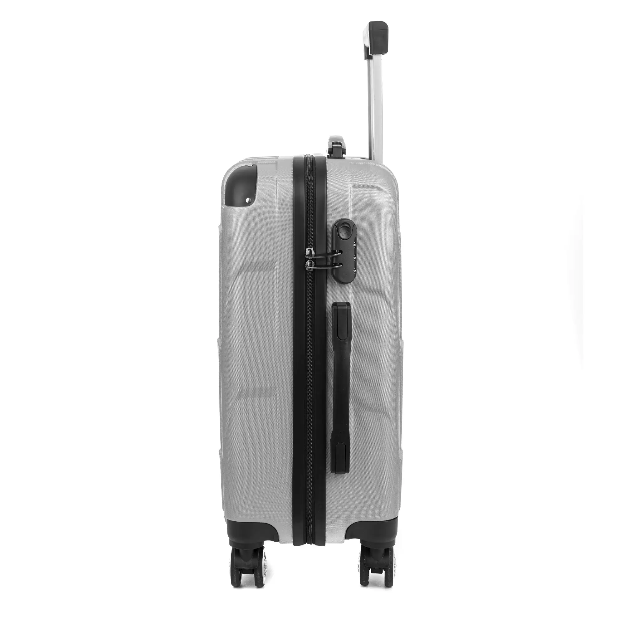Juego de 3 maletas Trolley, en material ligero ABS de alta resistencia con esquinas reforzadas. Cerradura numérica y 4 ruedas dobles giratorias 360°.
