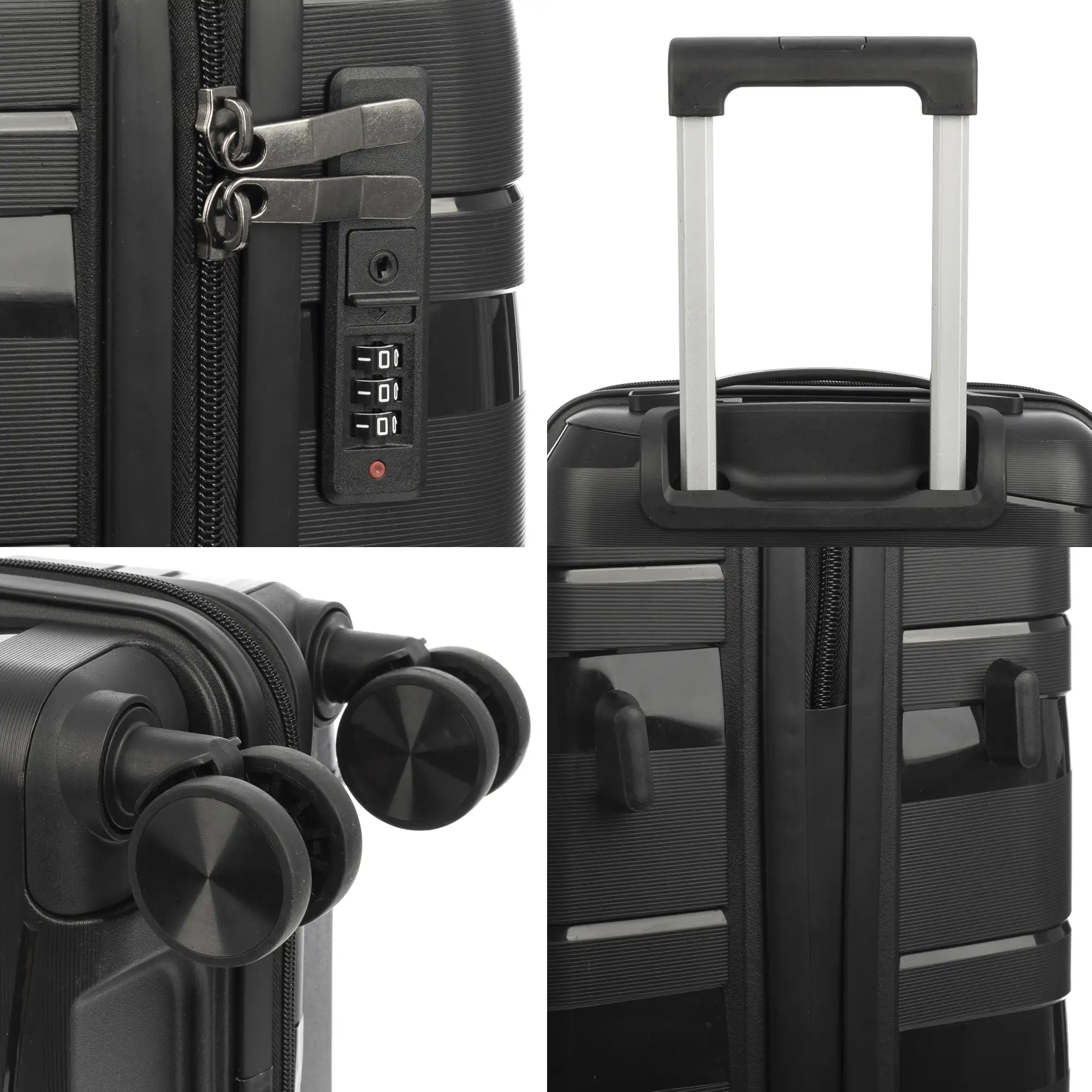 Maleta gran volumen trolley de PP resistente a la rotura. Cerradura TSA numérica, 4 ruedas dobles y giratorias 360°. 72x47x28 cm