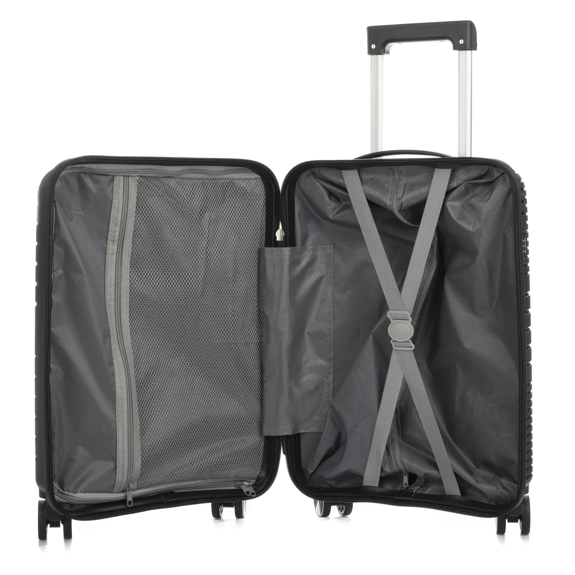Maleta de cabina trolley de PP resistente a la rotura. Cerradura TSA numérica, 4 ruedas dobles y giratorias 360°. 56x36x22 cm.