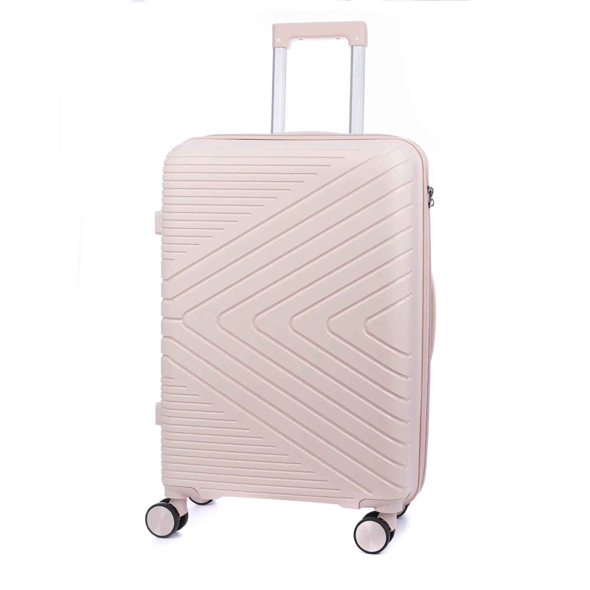 Maleta mediana trolley de PP resistente a la rotura. Cerradura TSA numérica, 4 ruedas dobles y giratorias 360°. 64x41x26 cm.