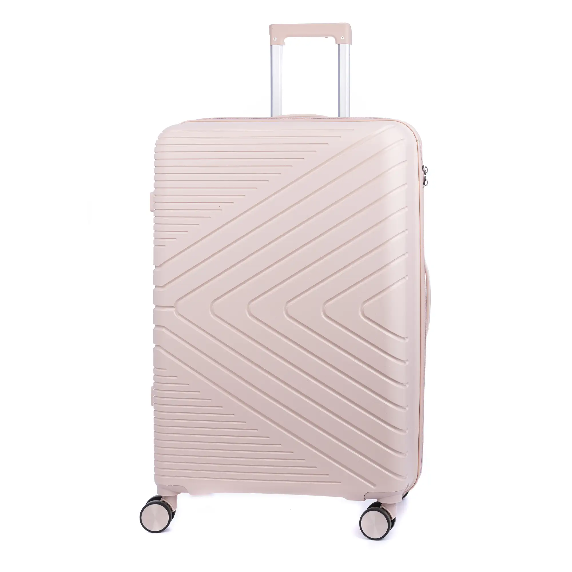 Maleta gran volumen trolley de PP resistente a la rotura. Cerradura TSA numérica, 4 ruedas dobles y giratorias 360°. 74x48x30 cm.