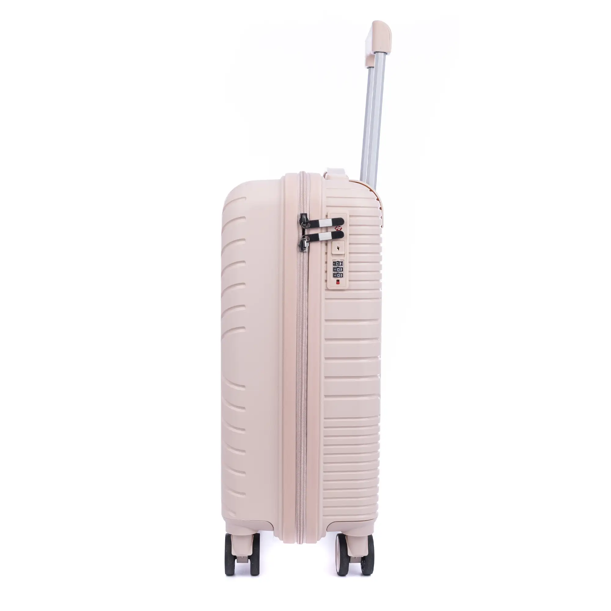 Maleta gran volumen trolley de PP resistente a la rotura. Cerradura TSA numérica, 4 ruedas dobles y giratorias 360°. 74x48x30 cm.