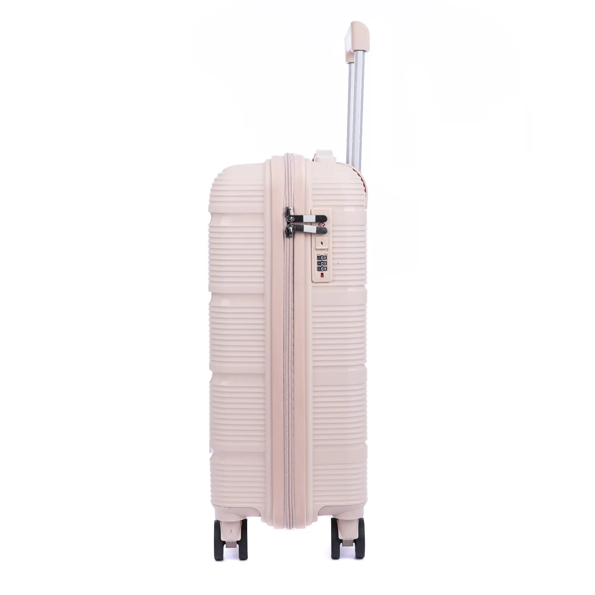 Maleta gran volumen trolley de PP resistente a la rotura. Cerradura TSA numérica, 4 ruedas dobles y giratorias 360°. 76x49x32 cm.