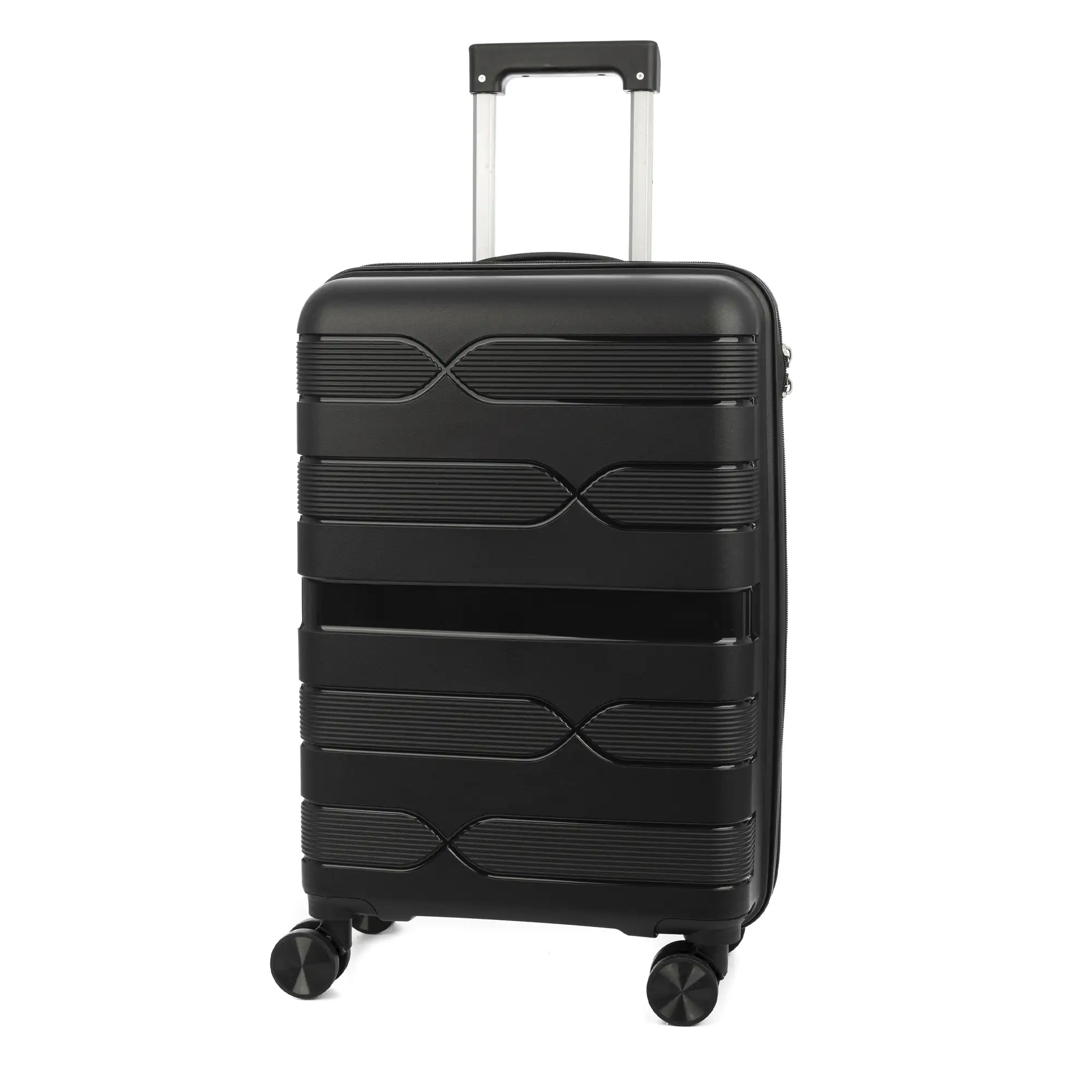 Maleta de cabina trolley de PP resistente a la rotura. Cerradura TSA numérica, 4 ruedas dobles y giratorias 360°. 60x38x23 cm.