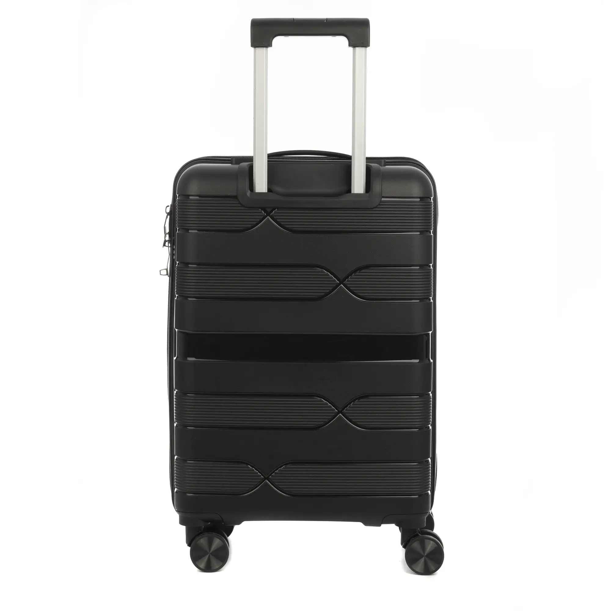 Maleta de cabina trolley de PP resistente a la rotura. Cerradura TSA numérica, 4 ruedas dobles y giratorias 360°. 60x38x23 cm.
