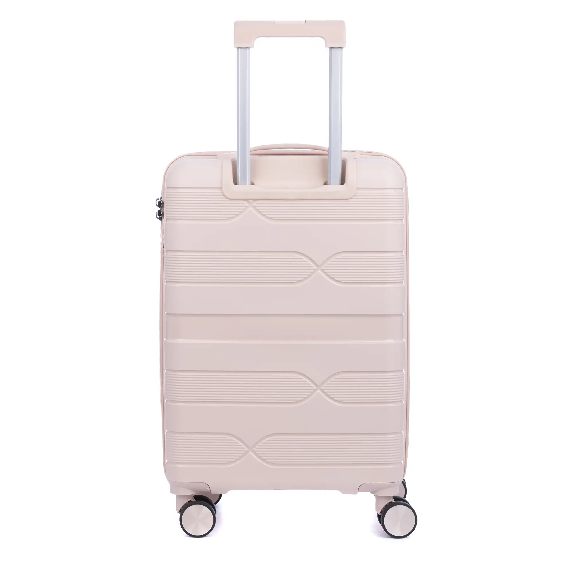 Juego de 3 maletas trolley de PP resistente a la rotura. Cerradura TSA numérica, 4 ruedas dobles y giratorias 360°.