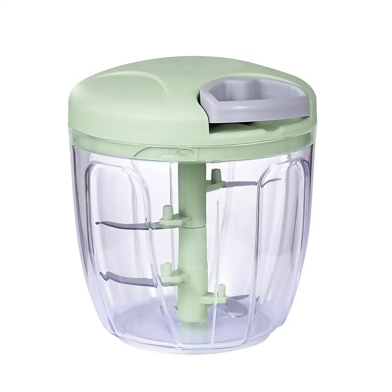 Picadora multiusos con cuchillas de acero inoxidable, corte multidireccional y 900ml de capacidad.