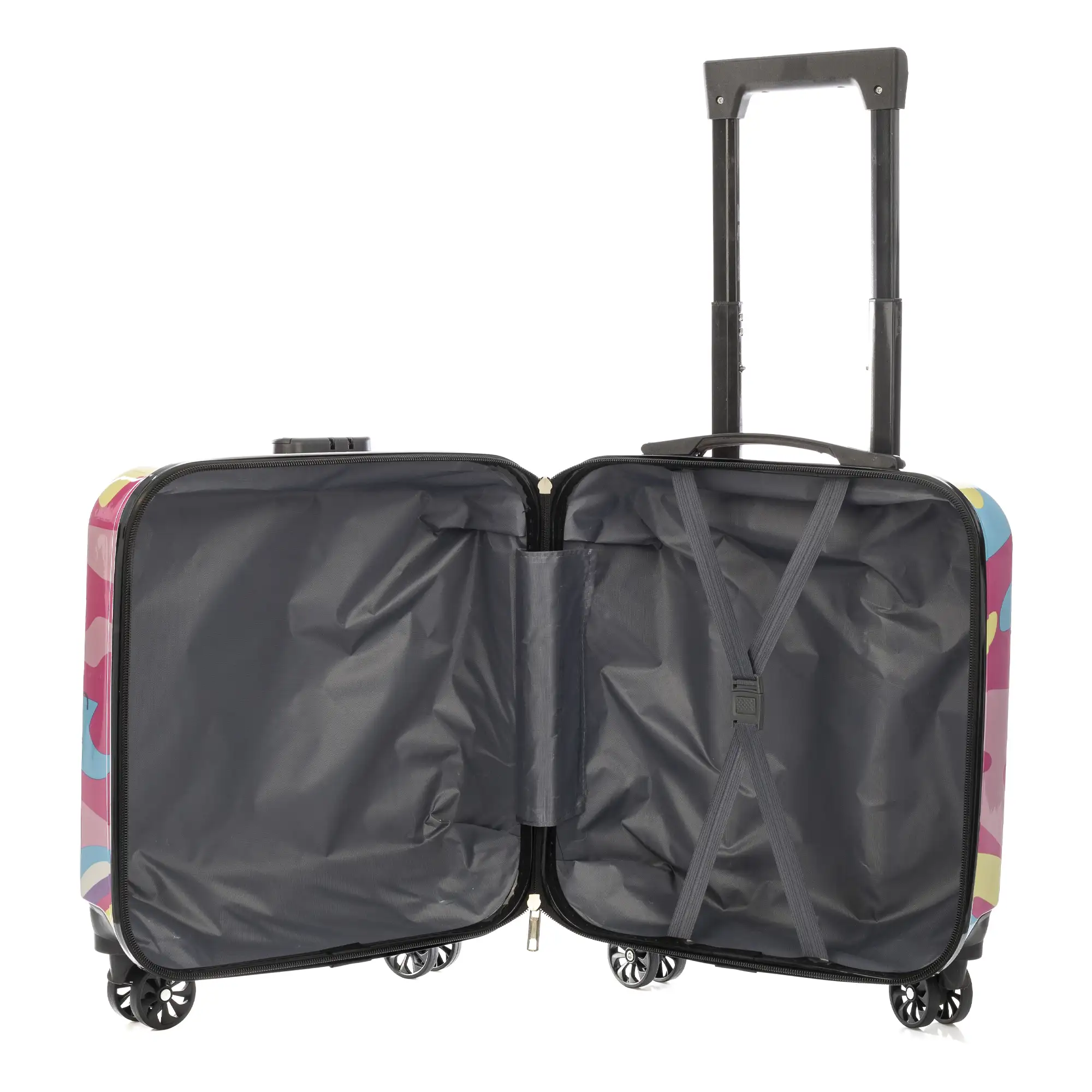 Maleta trolley infantil en material ligero de ABS de alta resistencia. Cerradura numérica, 4 ruedas dobles giratorias 360°. Diseño de Elefante. 35x23x45 cm.