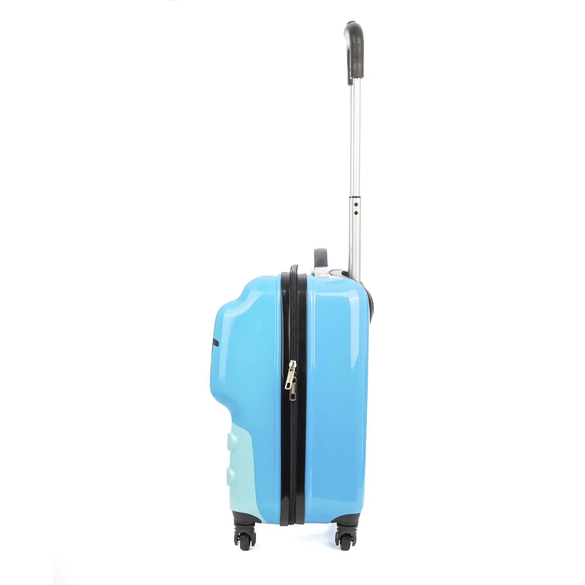 Maleta trolley infantil en material ligero de ABS de alta resistencia. Con 4 ruedas giratorias 360°. Diseño de Monstruo Azul. 32x23x45 cm.
