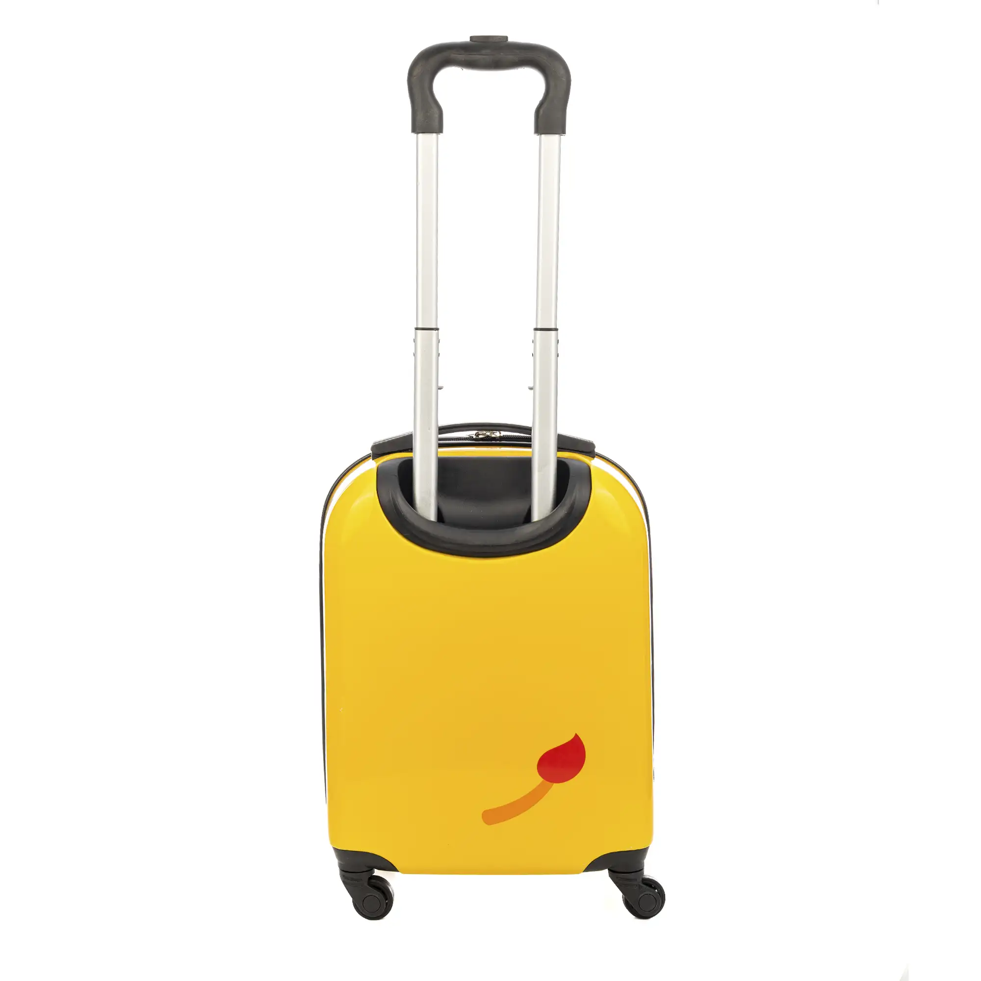 Maleta trolley infantil en material ligero de ABS de alta resistencia. Con 4 ruedas giratorias 360°. Diseño de León. 32x23x45 cm.