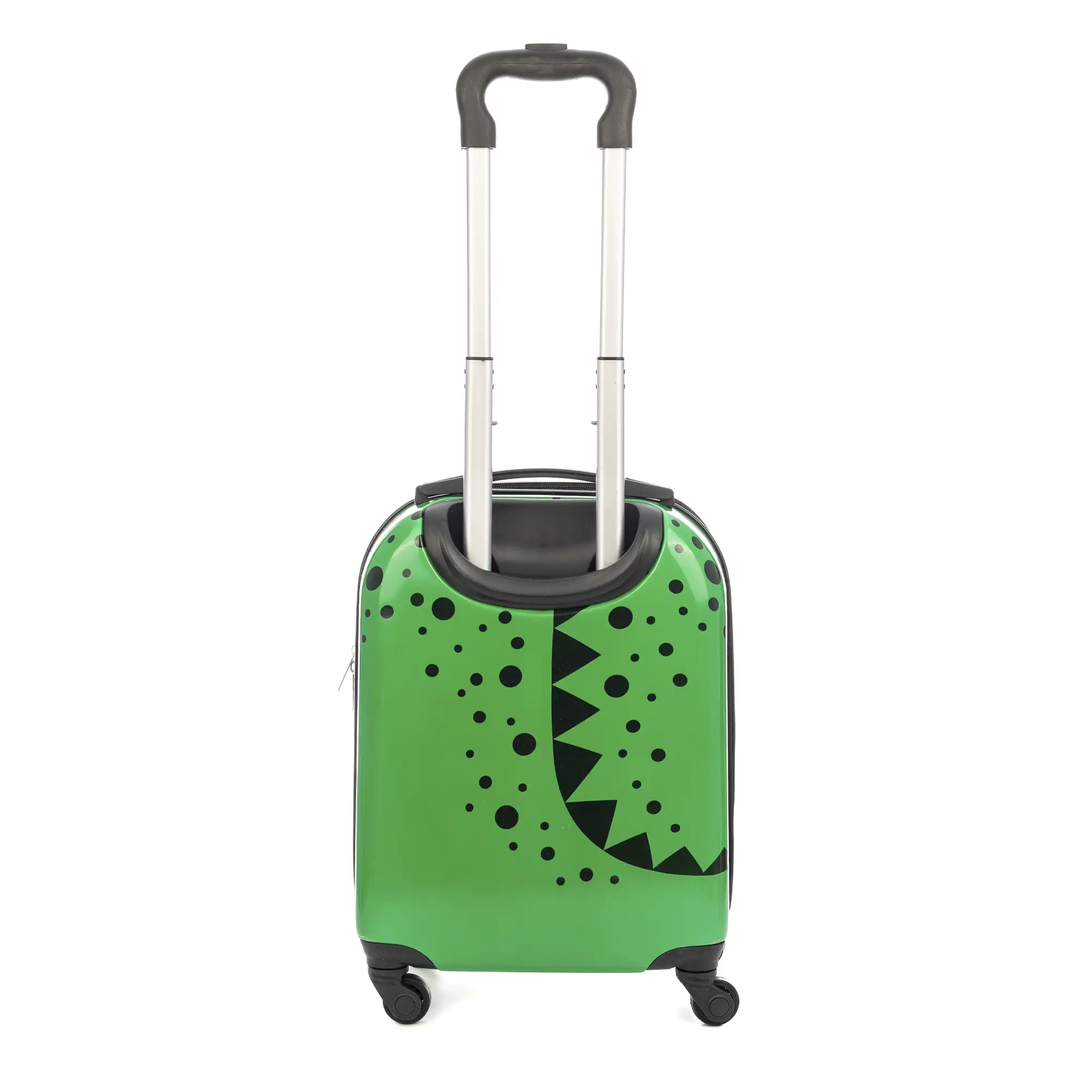 Maleta trolley infantil en material ligero de ABS de alta resistencia. Con 4 ruedas giratorias 360°. Diseño de Dinosaurio. 32x23x45 cm.