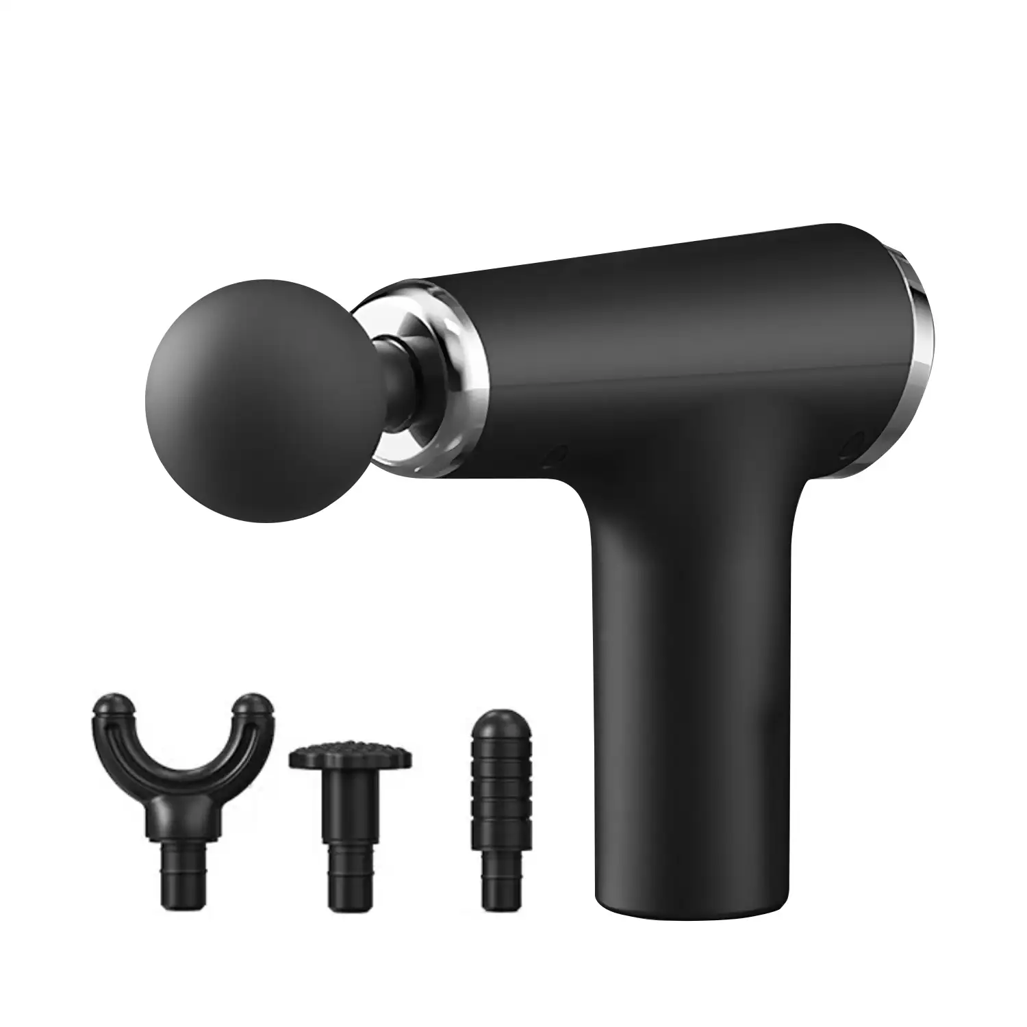 Mini pistola fascia de masaje muscular con 6 intensidades y 4 cabezales de masaje.
