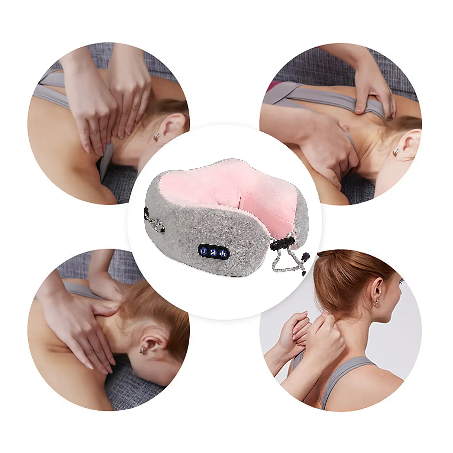 Almohada cervical de masaje con 2 modos y calor infrarrojo. Espuma viscolástica de alta densidad.