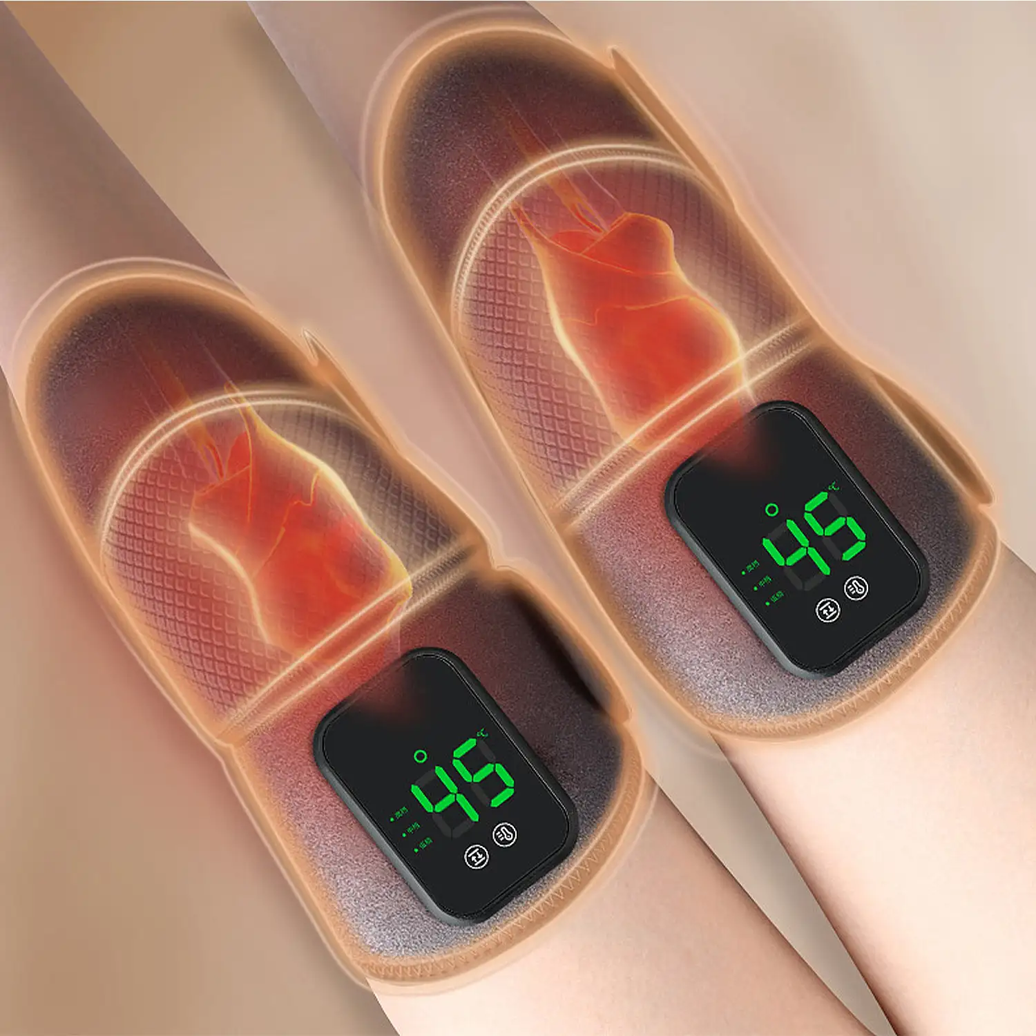 Masajeador de rodillas inalámbrico con 5 niveles de temperatura y 3 ajustes de velocidad.