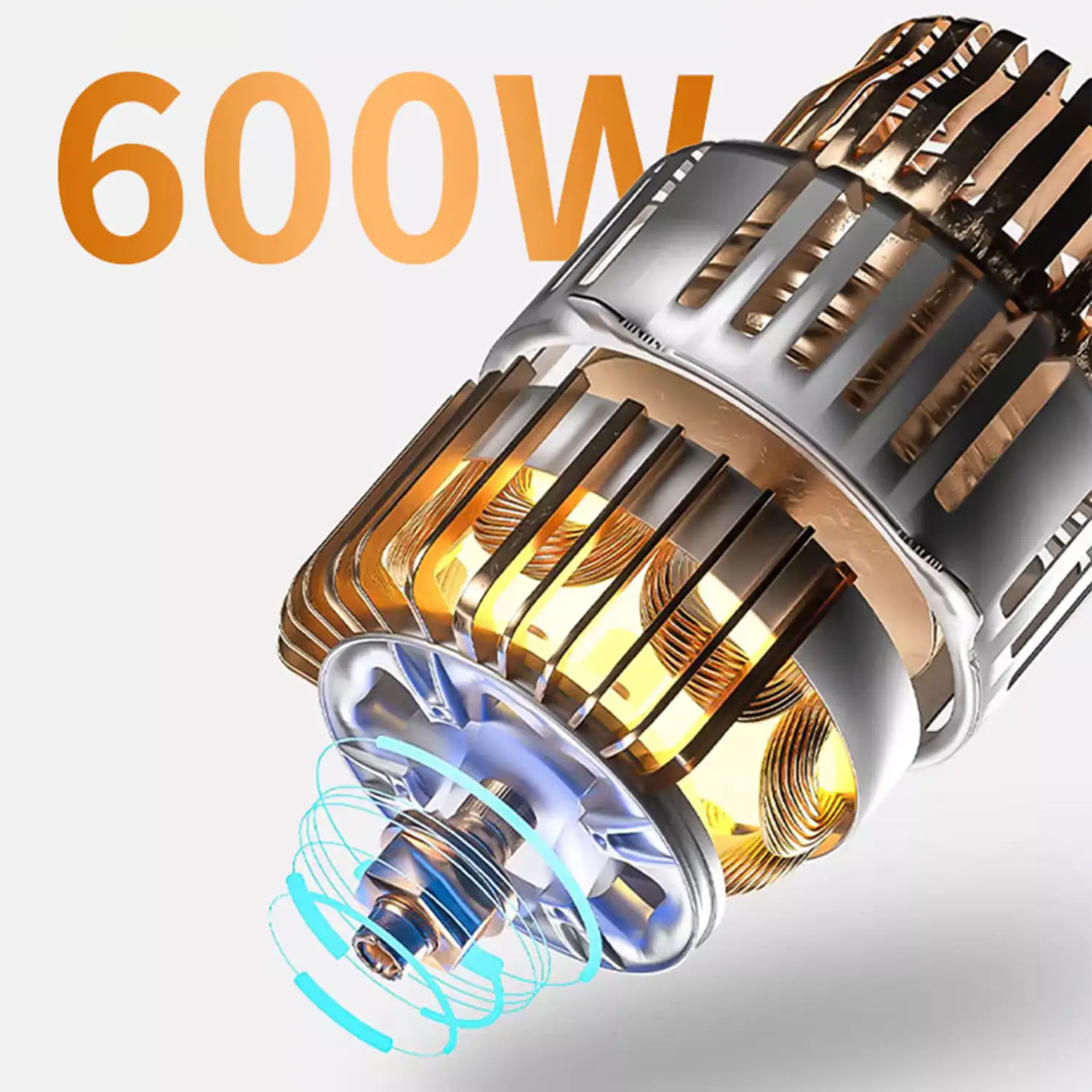 Batidora de mano de 600W con dos velocidades, diseño ergonómico y brazo de acero inoxidable apto para lava vajillas.