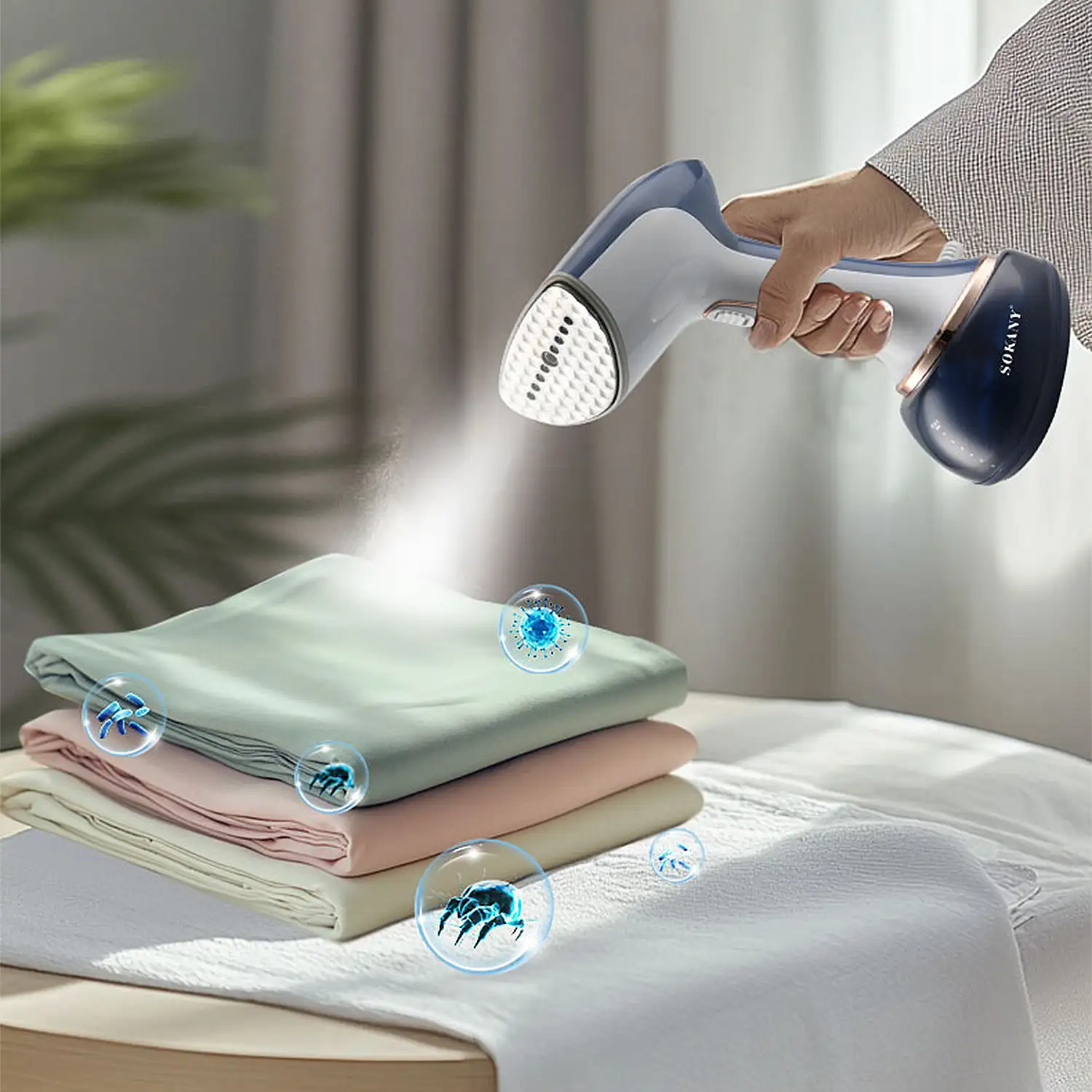 Plancha de vapor vertical con 1700W. Calentamiento rápido y 360ml de capacidad.