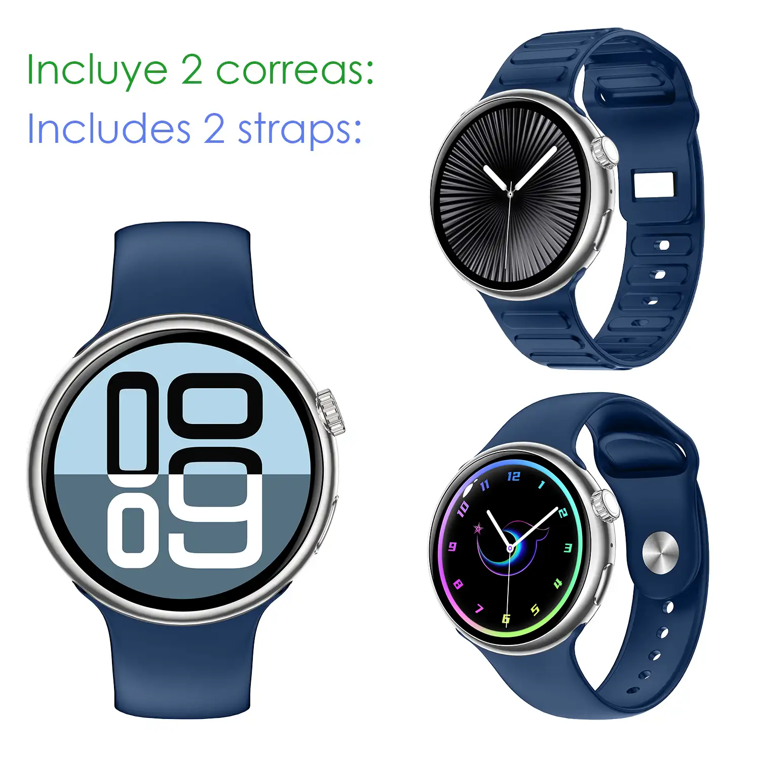 Smartwatch Z12 Pro con monitor de tensión cardiaco avanzado, O2, termómetro. Múltiples modos deportivos. Doble correa.