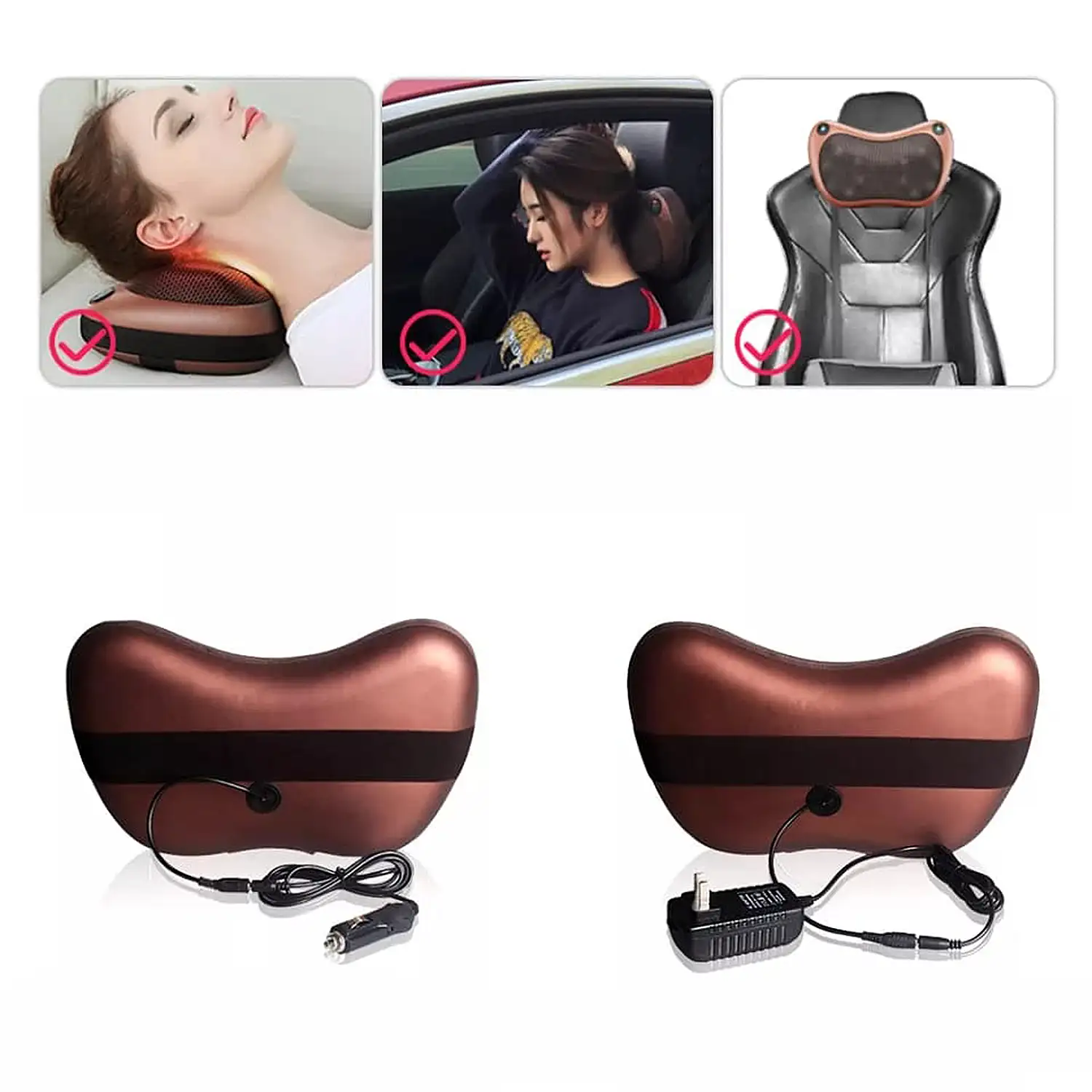 Almohada de masaje con 8 cabezales, masaje en ambas direcciones y calor infrarrojo.
