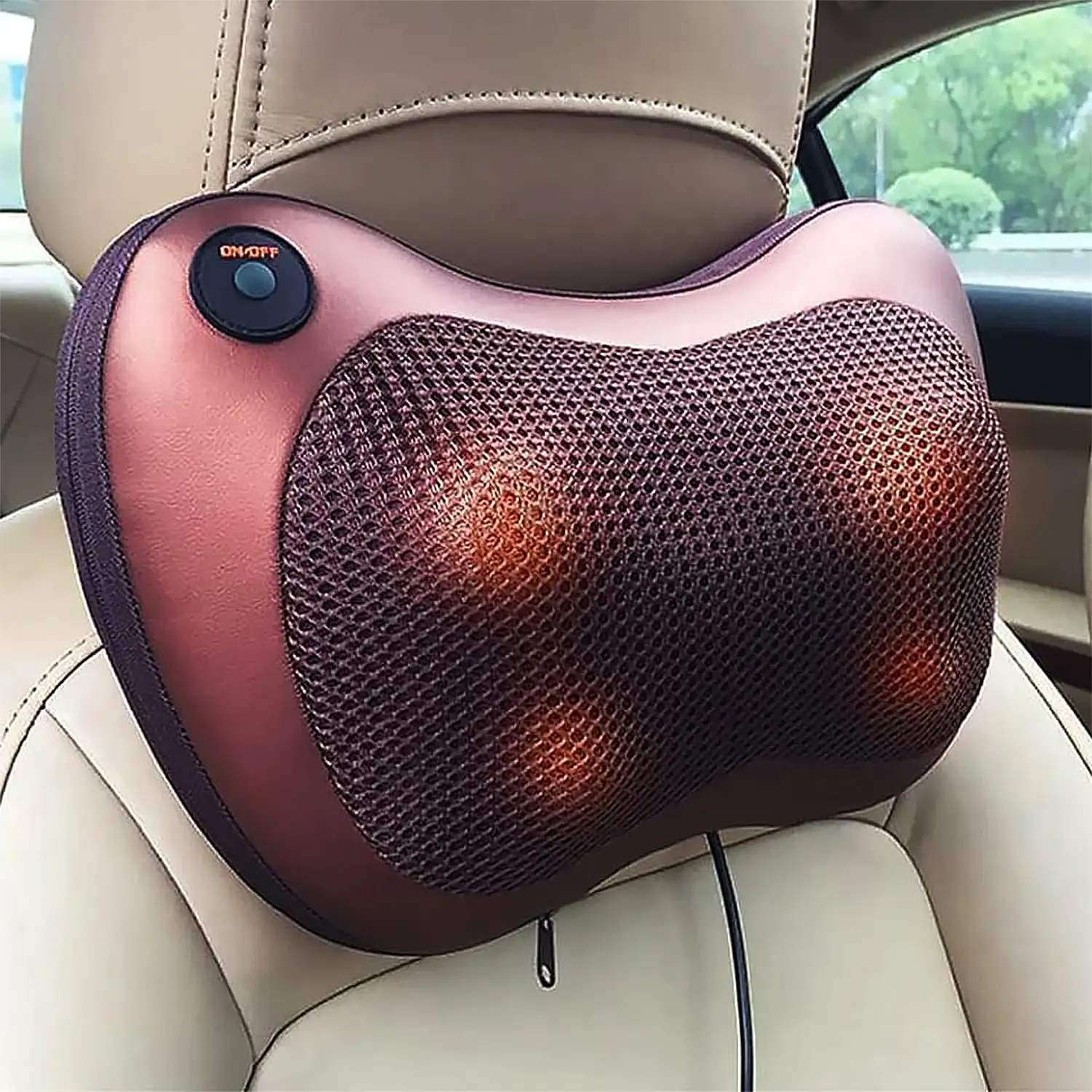 Almohada de masaje con 8 cabezales, masaje en ambas direcciones y calor infrarrojo.
